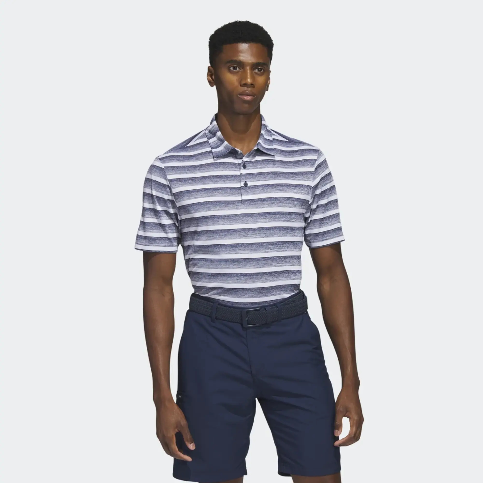adidas Two-Color Striped Polo Shirt - Collegiate Navy / White