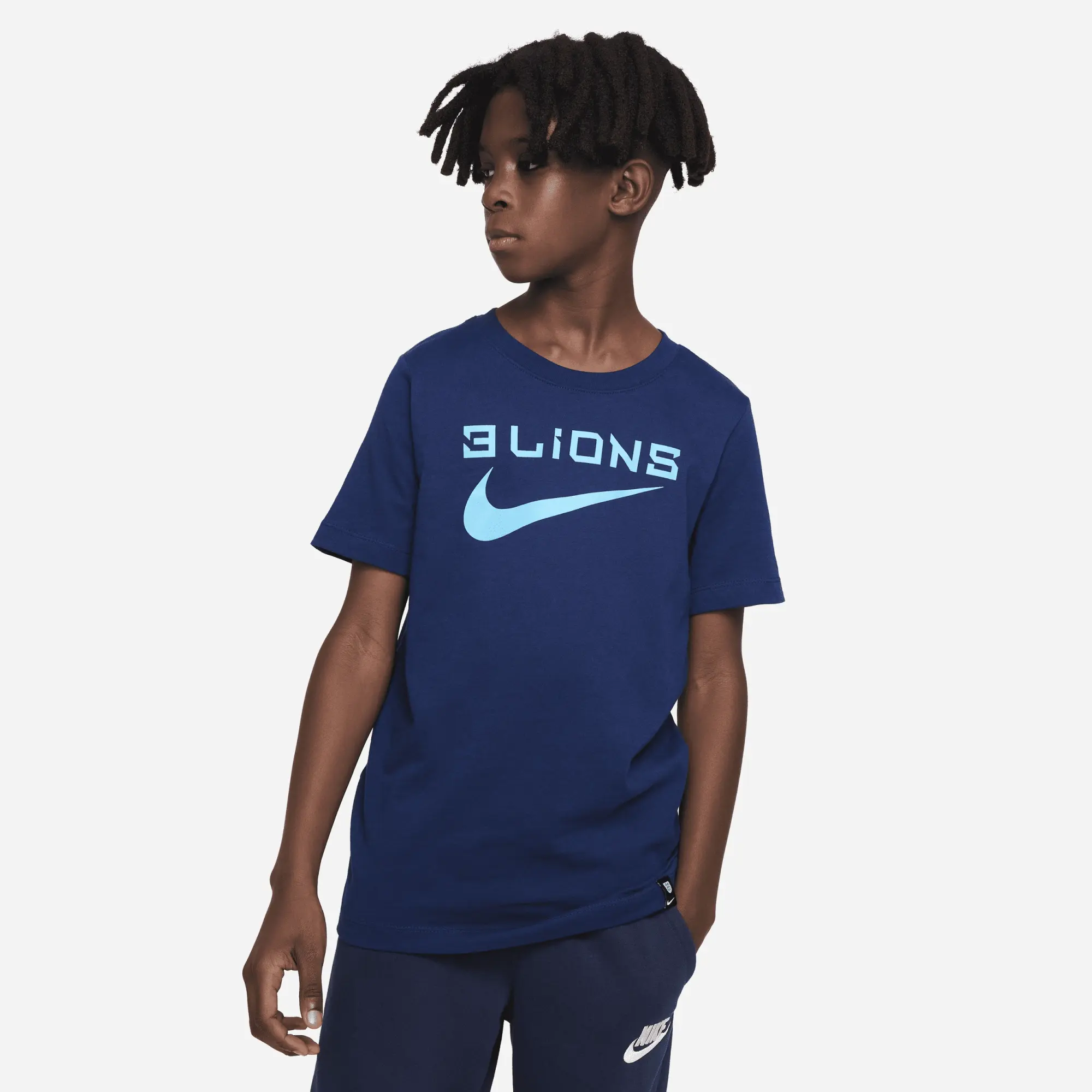 Nike 2022-2023 England Three Lions Tee (Navy) - Kids