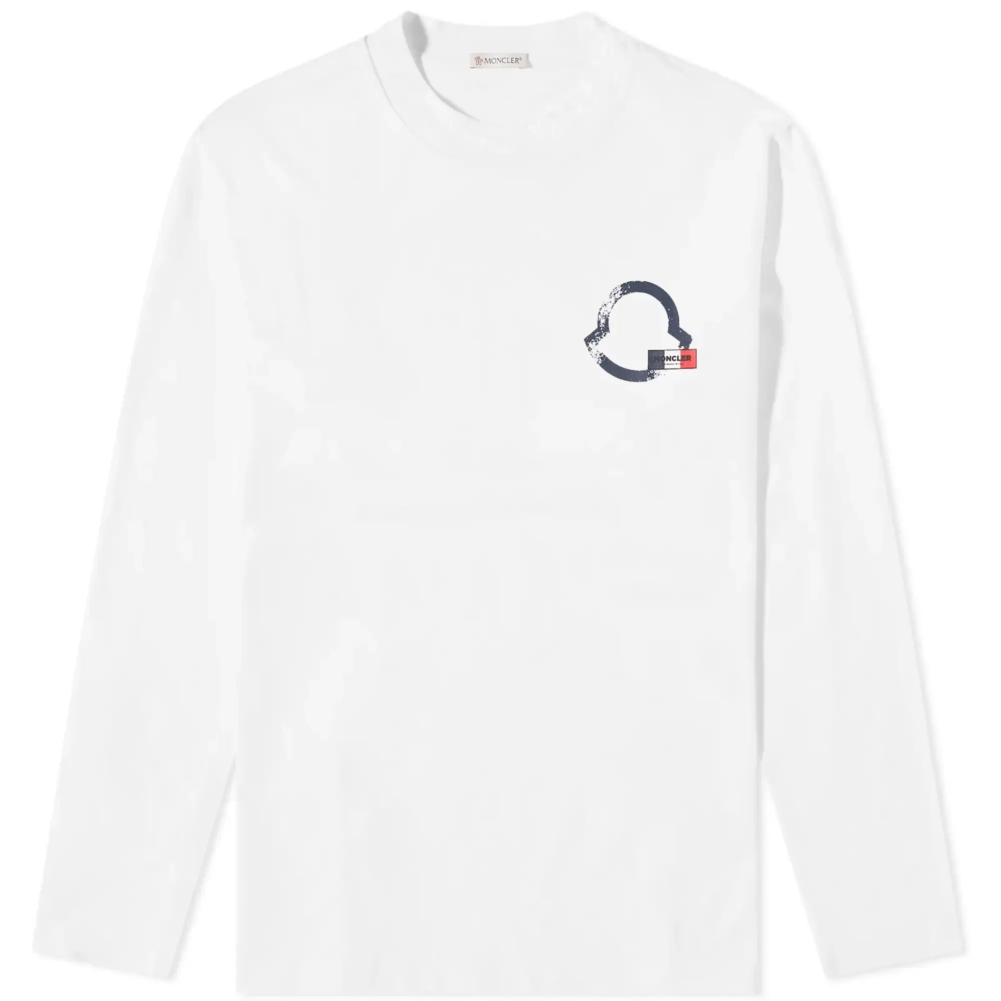 Moncler Men's Badge Logo Long Sleeve Shirt White