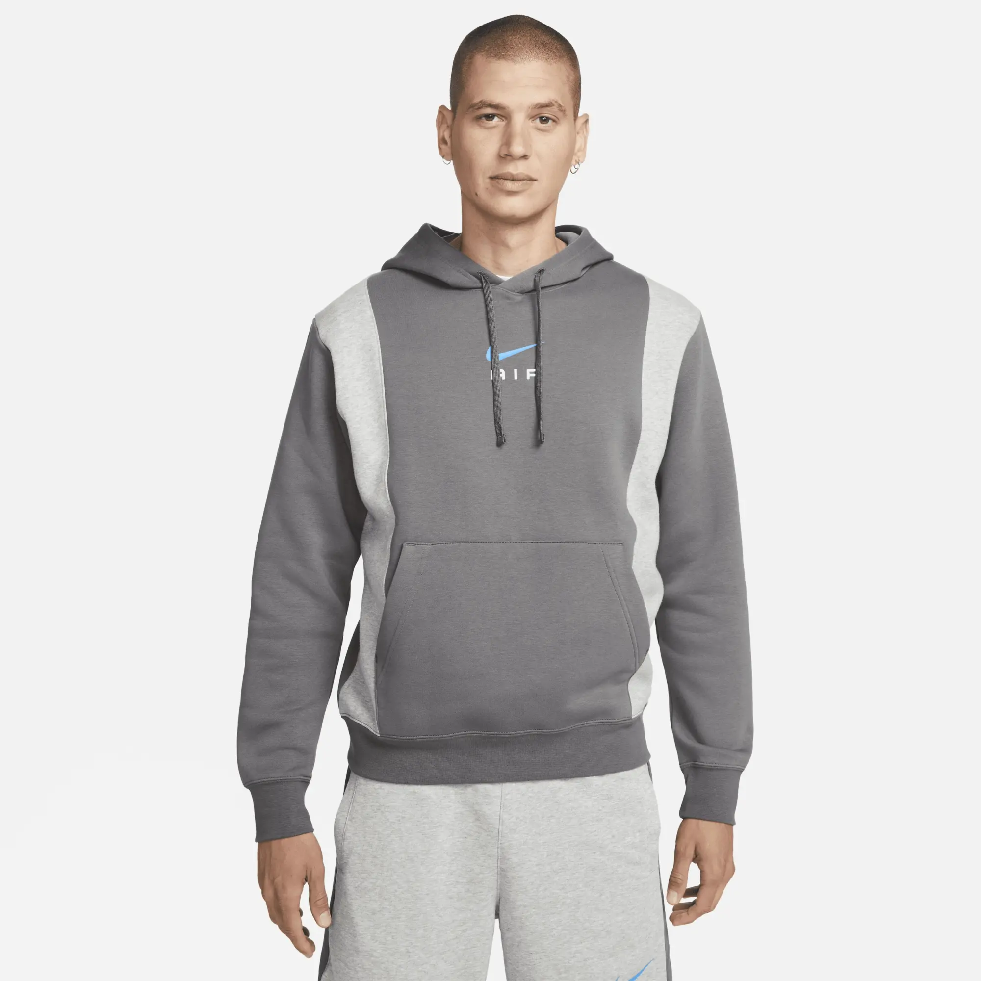 Nike Air Men's Fleece Pullover Hoodie - Grey | FN7691-068 | FOOTY.COM