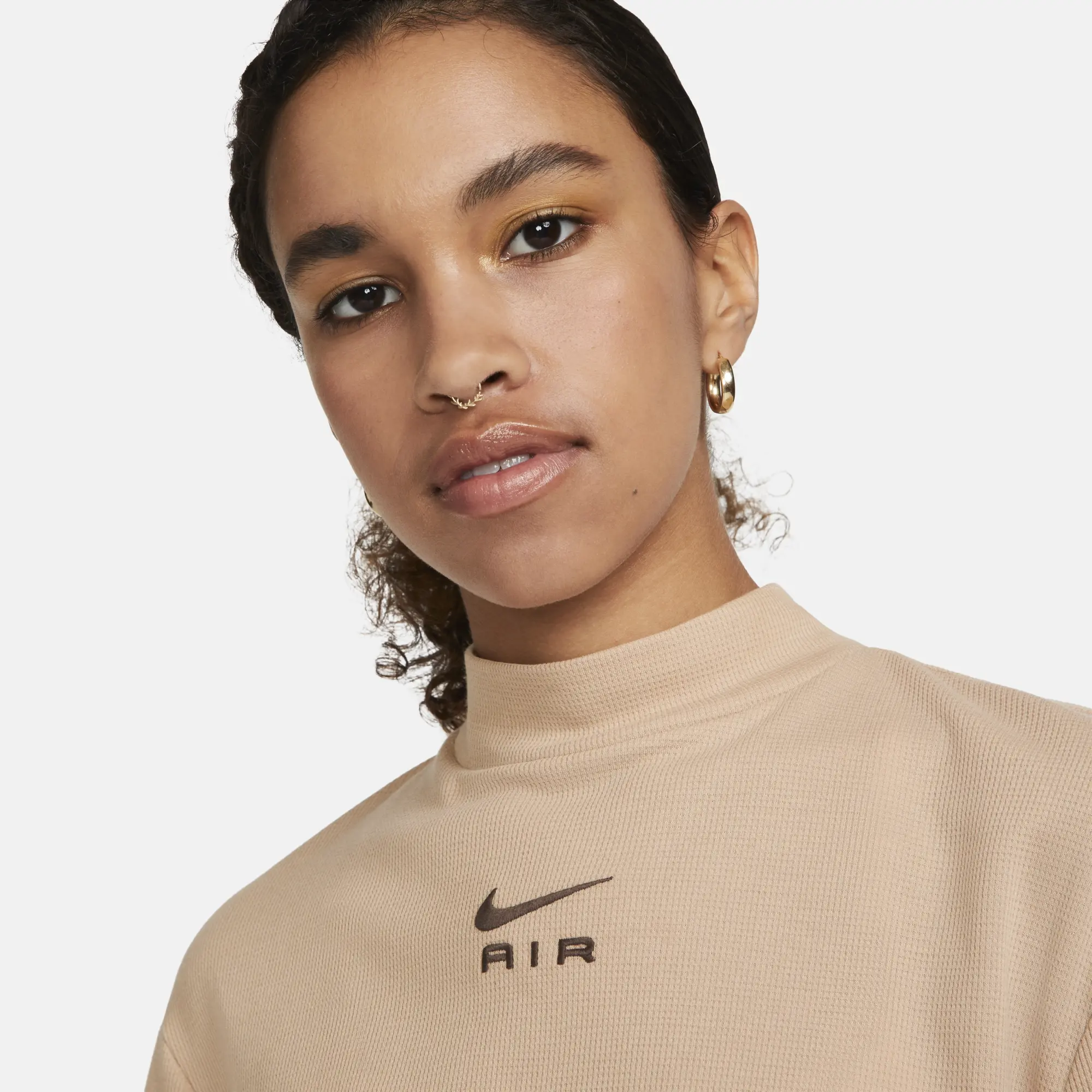 Nike Air Women's Short-Sleeve Cropped Top - Brown | FB8246-200 | FOOTY.COM