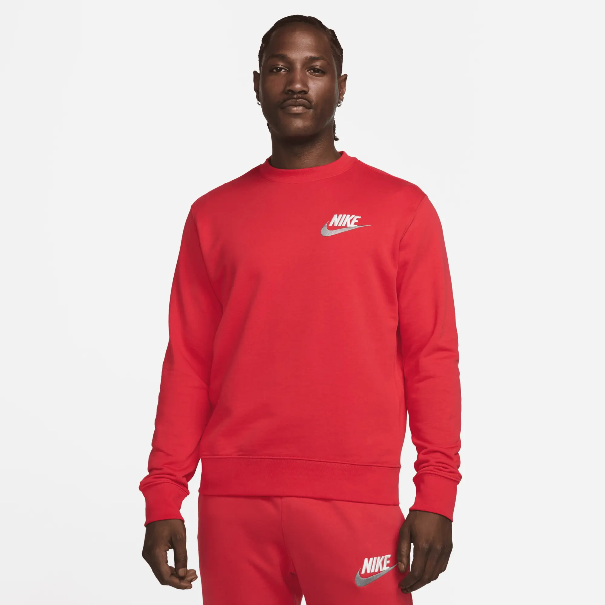 Nike Club Men's French Terry Crew - Red | FB7684-657 | FOOTY.COM