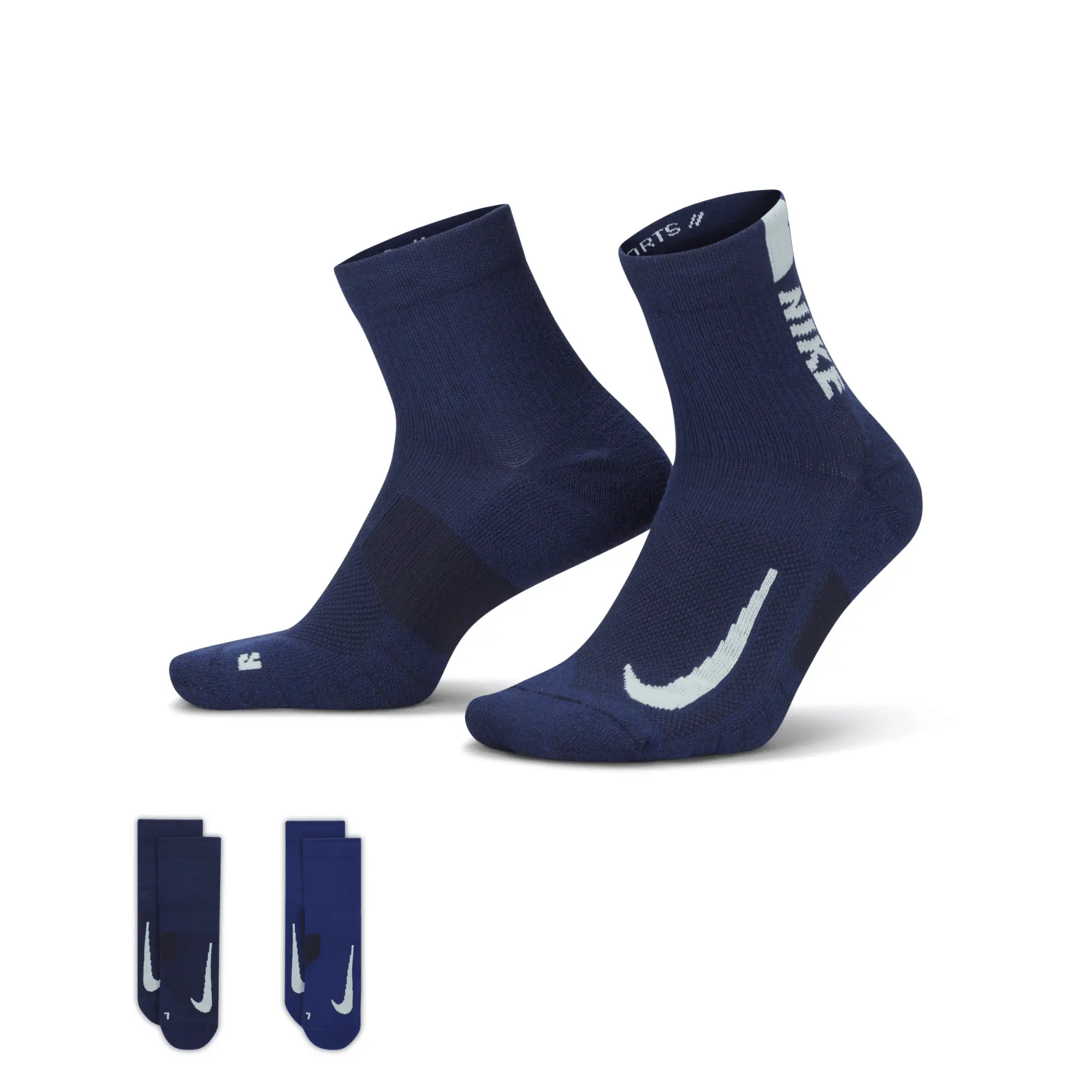 Nike 2-Pack Running Ankle Socks - Navy
