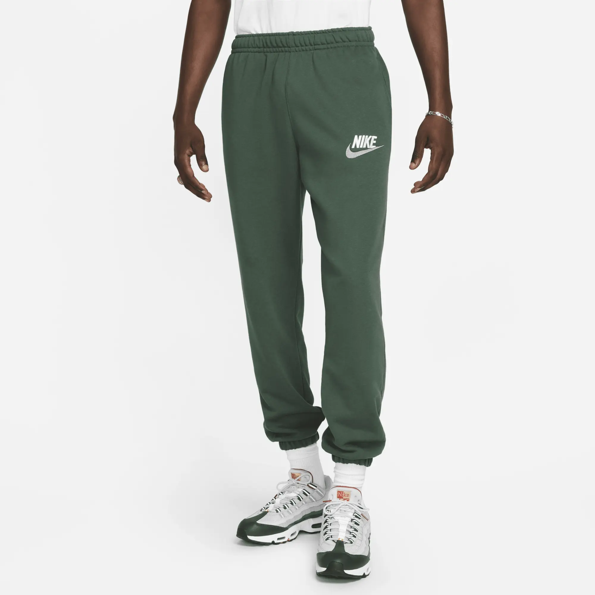 Nike Club Men's French Terry Tracksuit Bottoms - Green