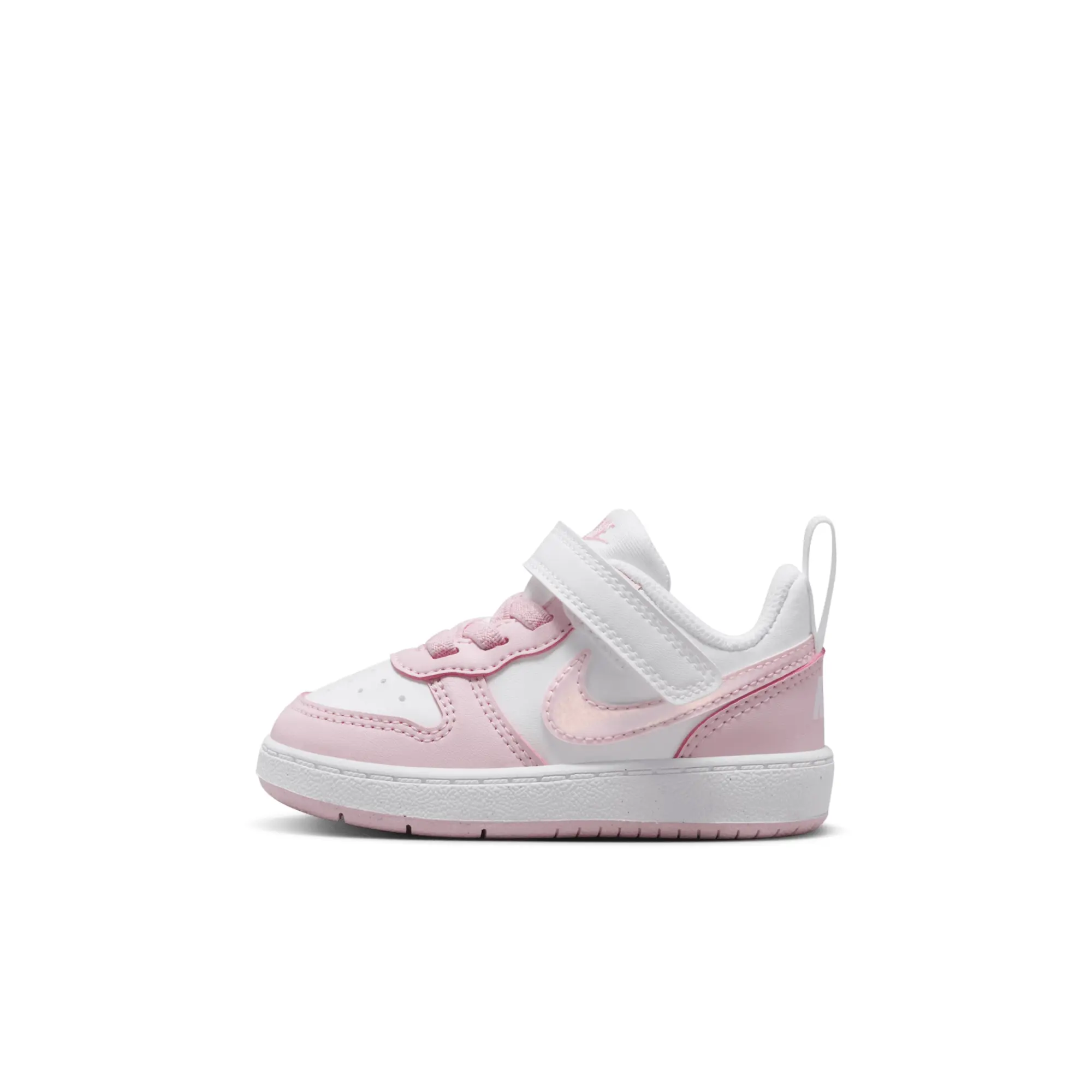 Nike white & pink court borough low recraft Girls Toddler Trainers