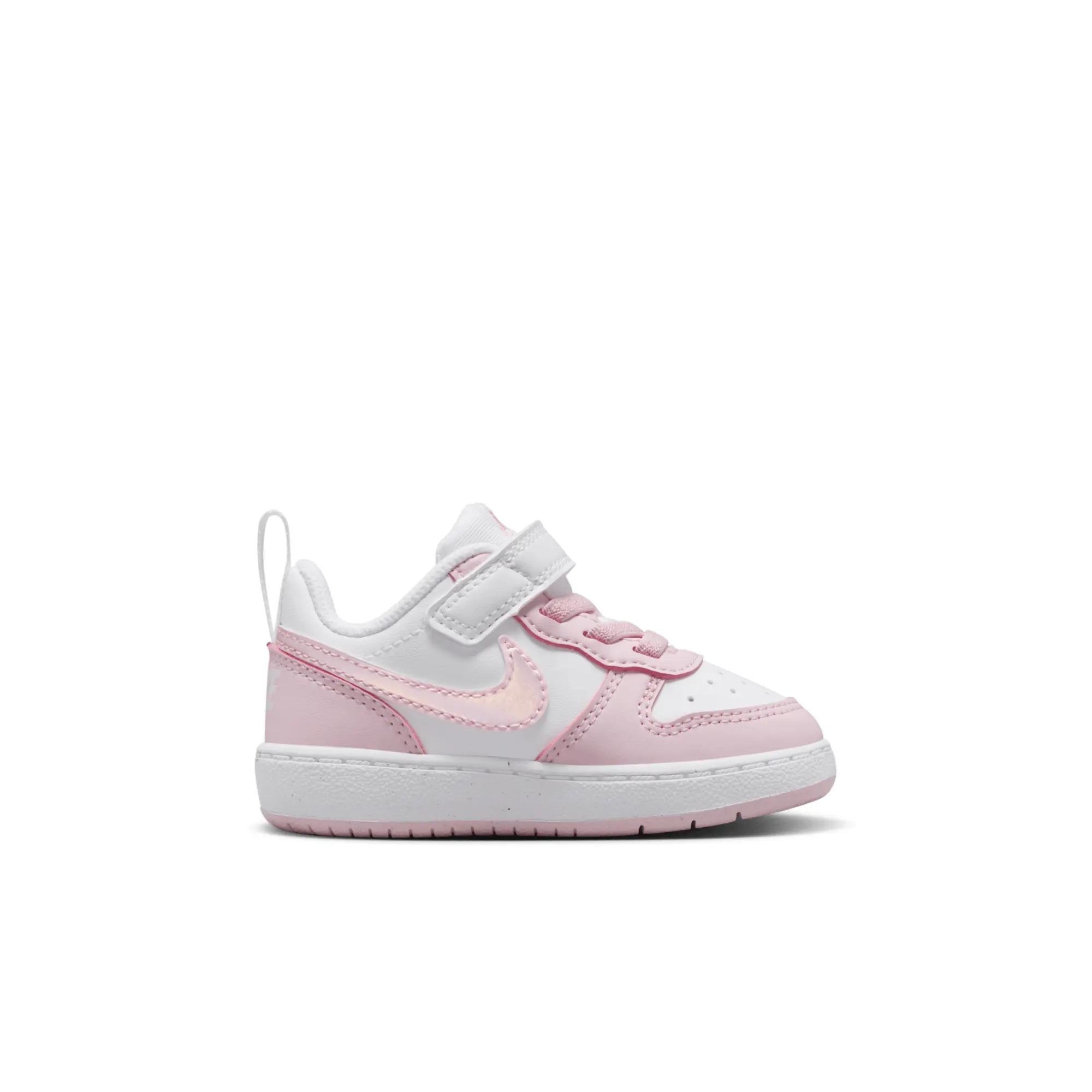 Nike white & pink court borough low recraft Girls Toddler Trainers