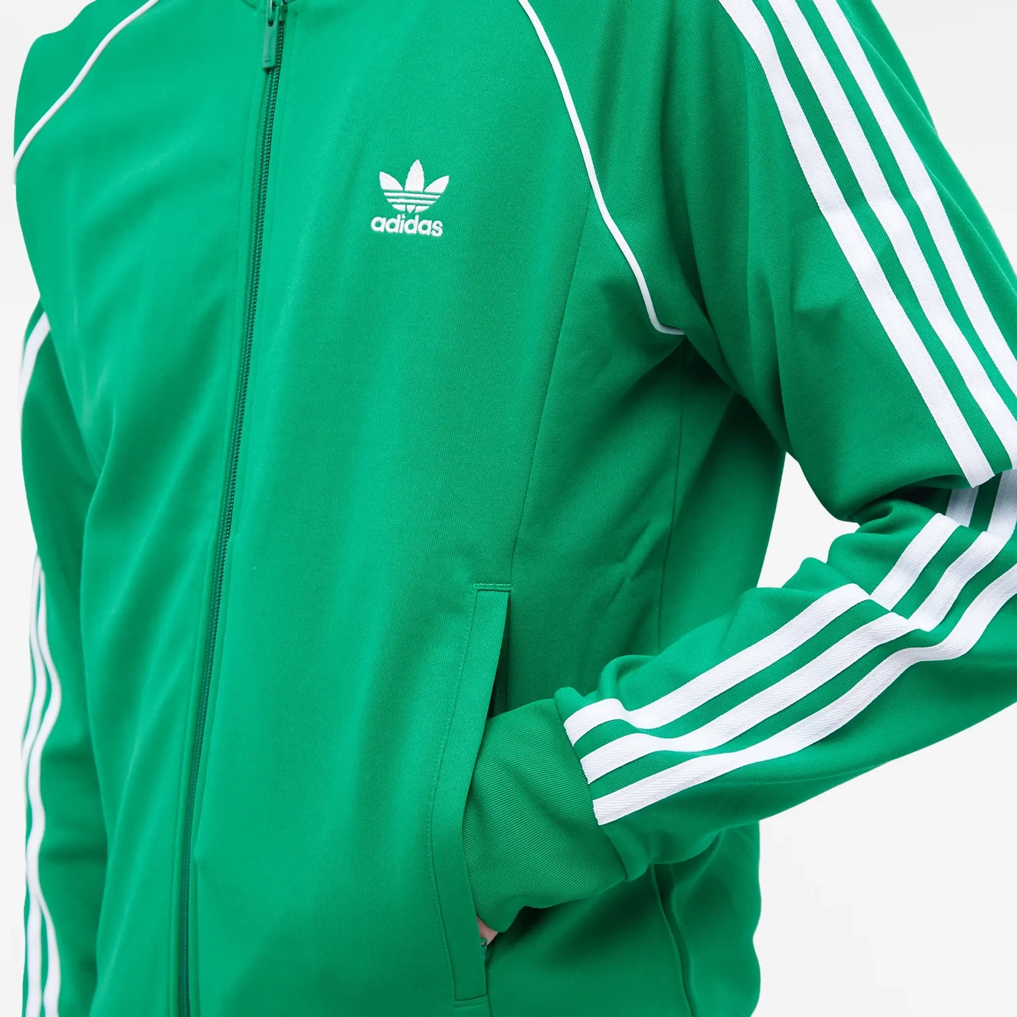 Adidas Men's Superstar Track Top Green/White | IK3514 | FOOTY.COM