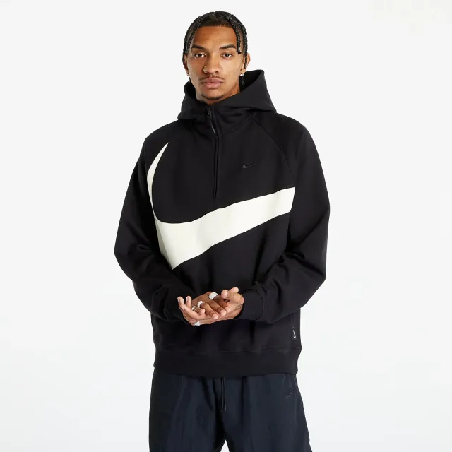 Nike Swoosh Men's 1/2-Zip Hoodie Black/ Coconut Milk/ Black | DX0566 ...