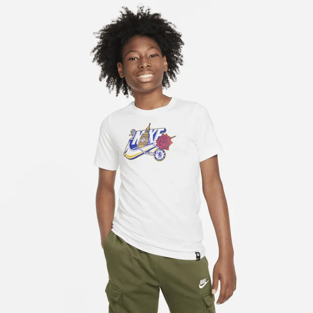 Chelsea Nike Futura T-Shirt - White | FD1116-100 | FOOTY.COM