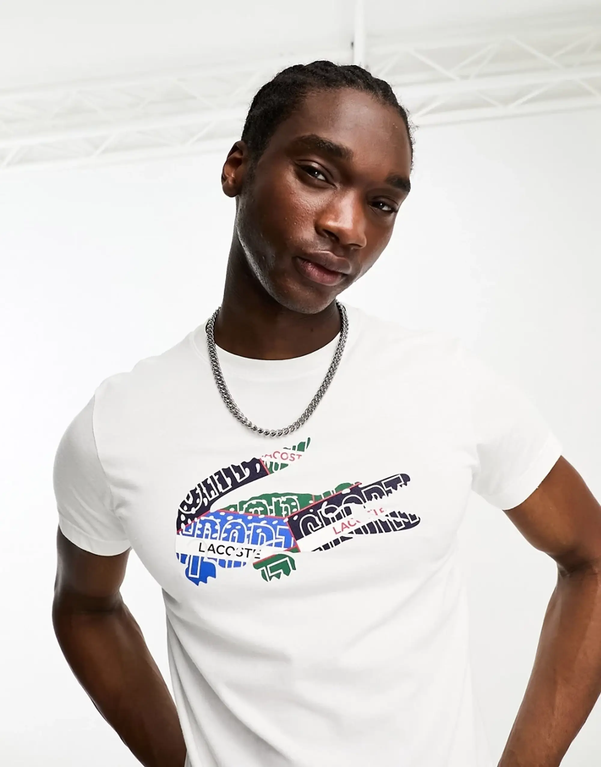 Lacoste Design Croc Logo T-Shirt In White