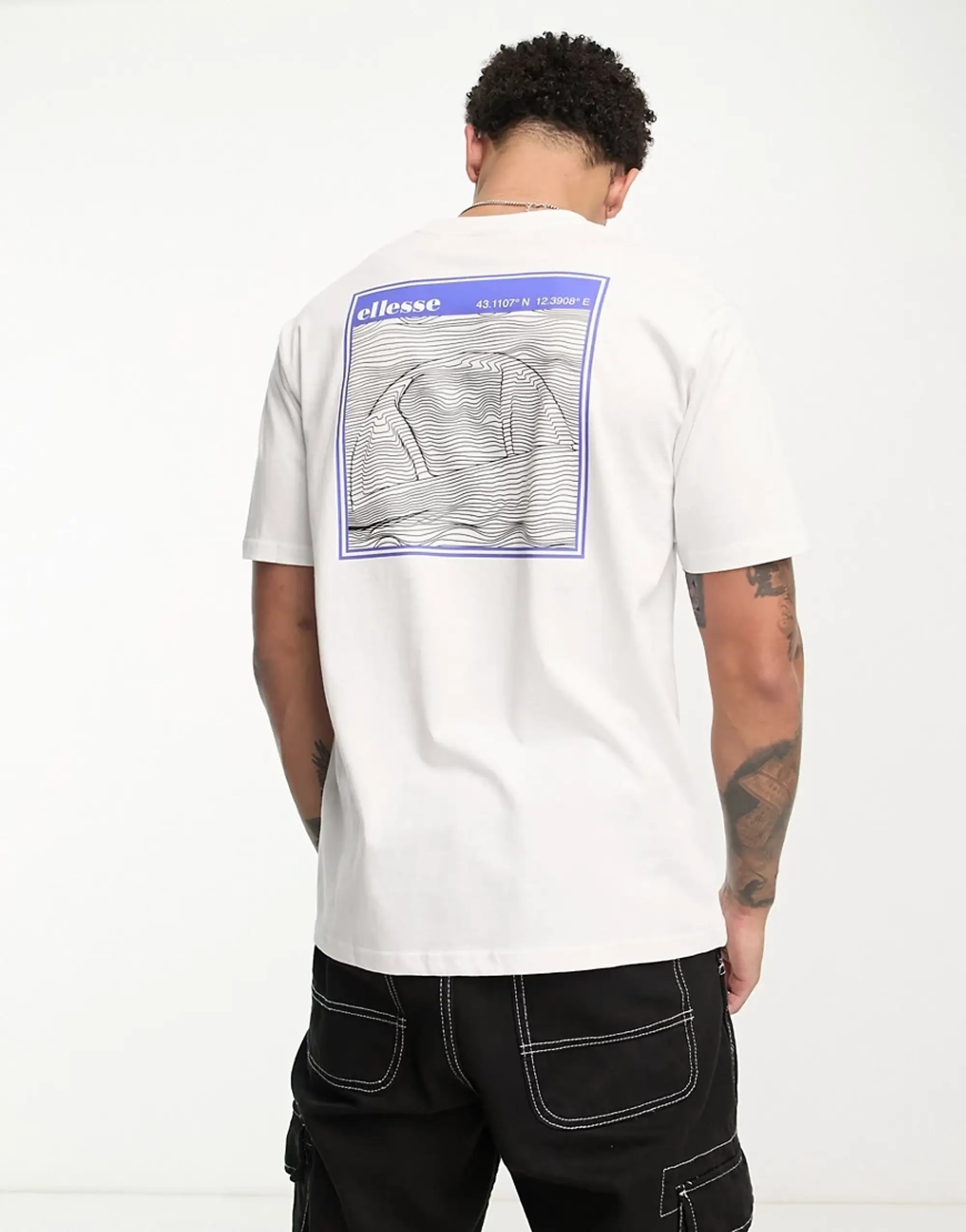 Ellesse Meta T-Shirt With Blue Back Print In White