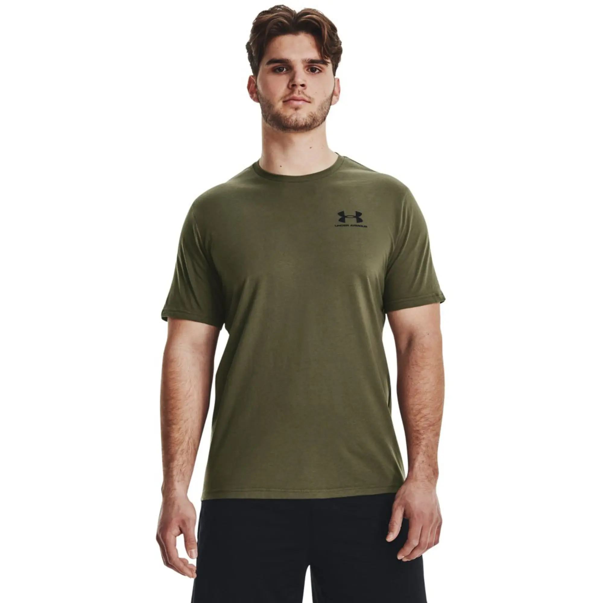 UNDER ARMOUR Mens Training Sportstyle Left Chest Logo T-Shirt, Khaki