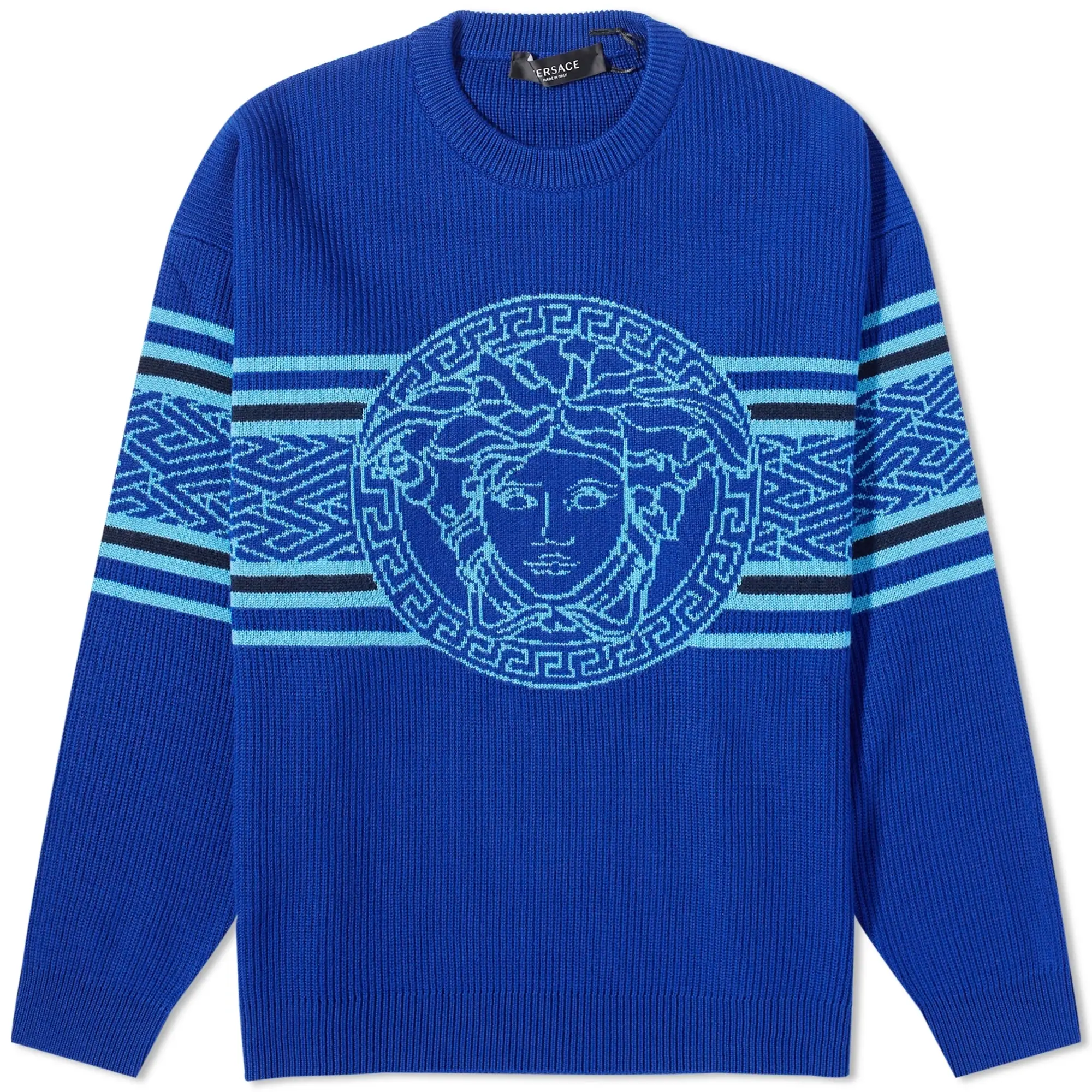 Versace Men's Medusa Crew Knit Bright Blue | 1007981-1A05695-1VA80 ...