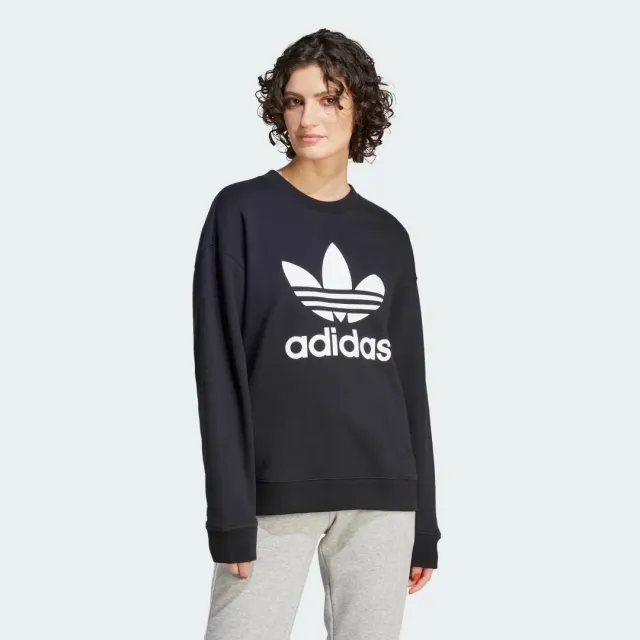 Adidas Originals Trefoil Crewneck Sweatshirt Black | IK6475 | FOOTY.COM