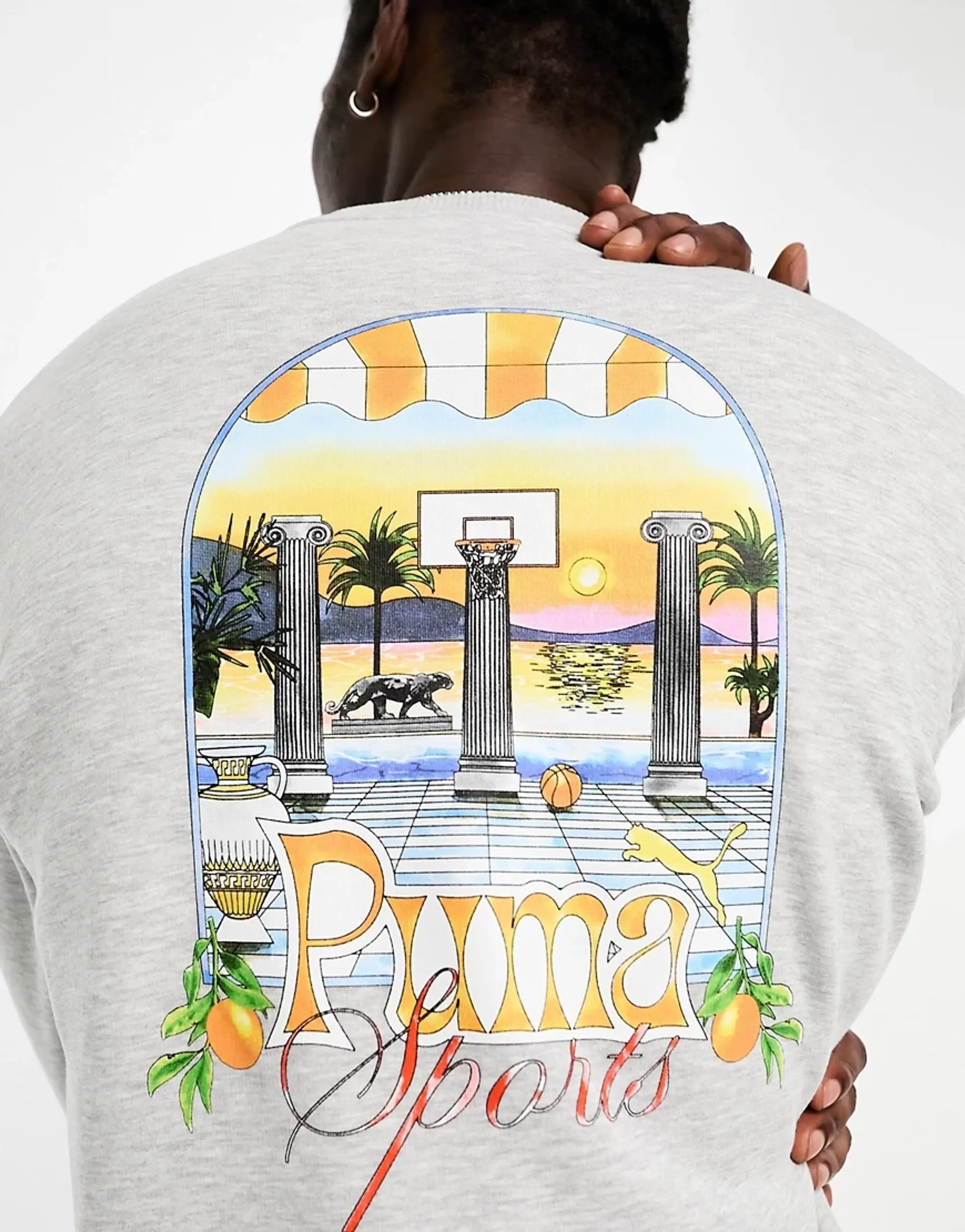 Puma Poolside Back Print Sweatshirt In Grey