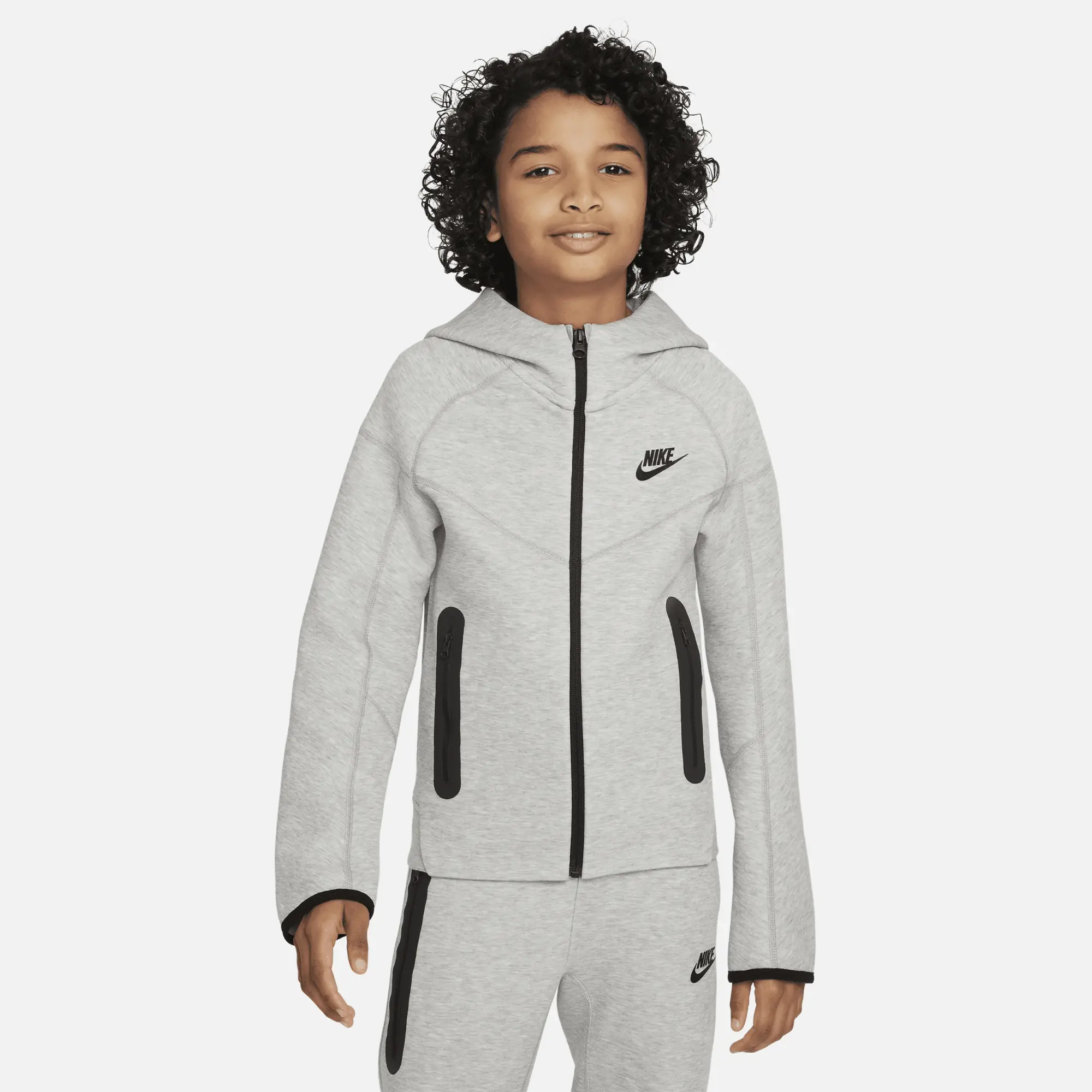 Nike Tech Fleece Full Zip Hoodie Children - Dark Grey Heather - Kids ...