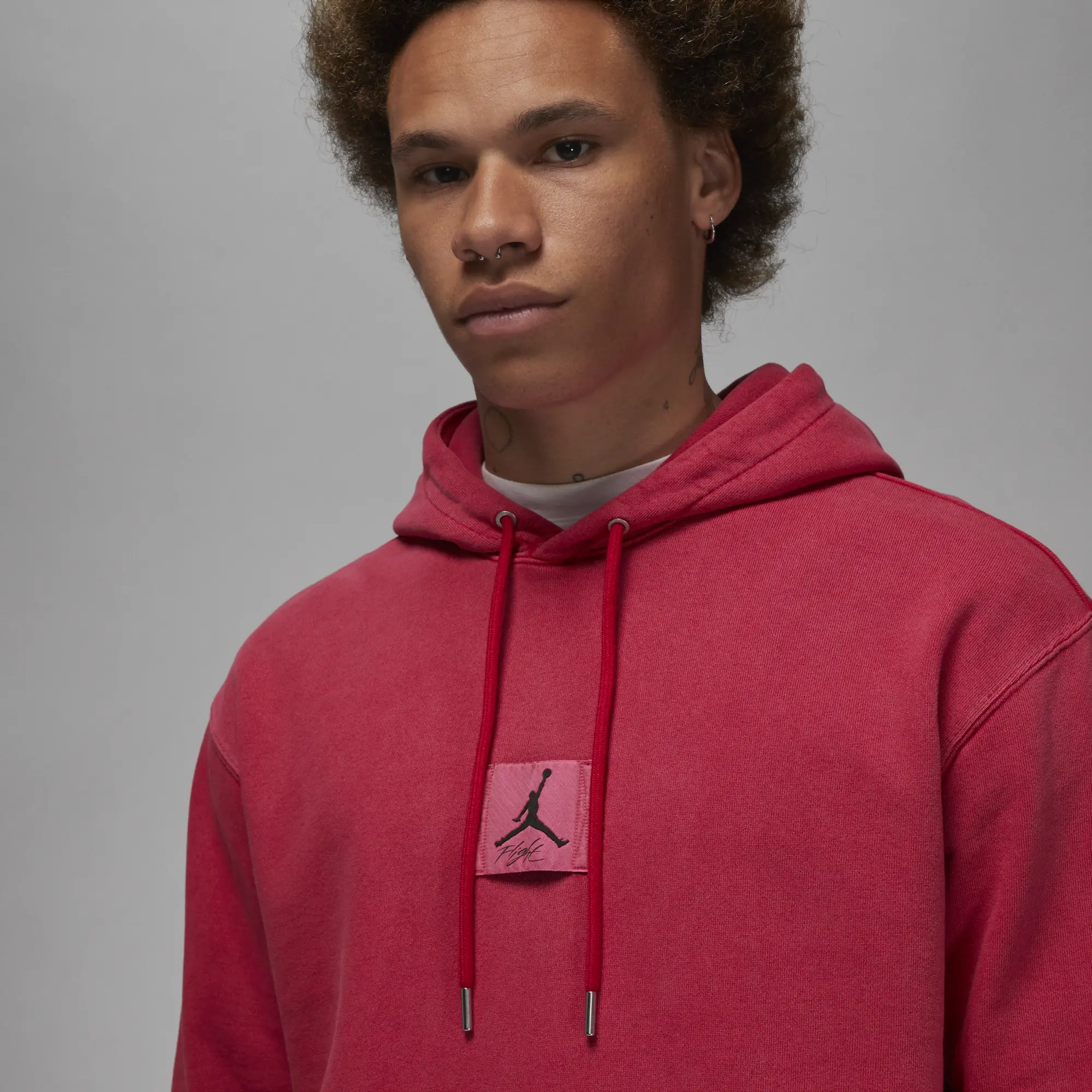 Nike Jordan Essentials Men's Statement Fleece Washed Pullover Hoodie - Red