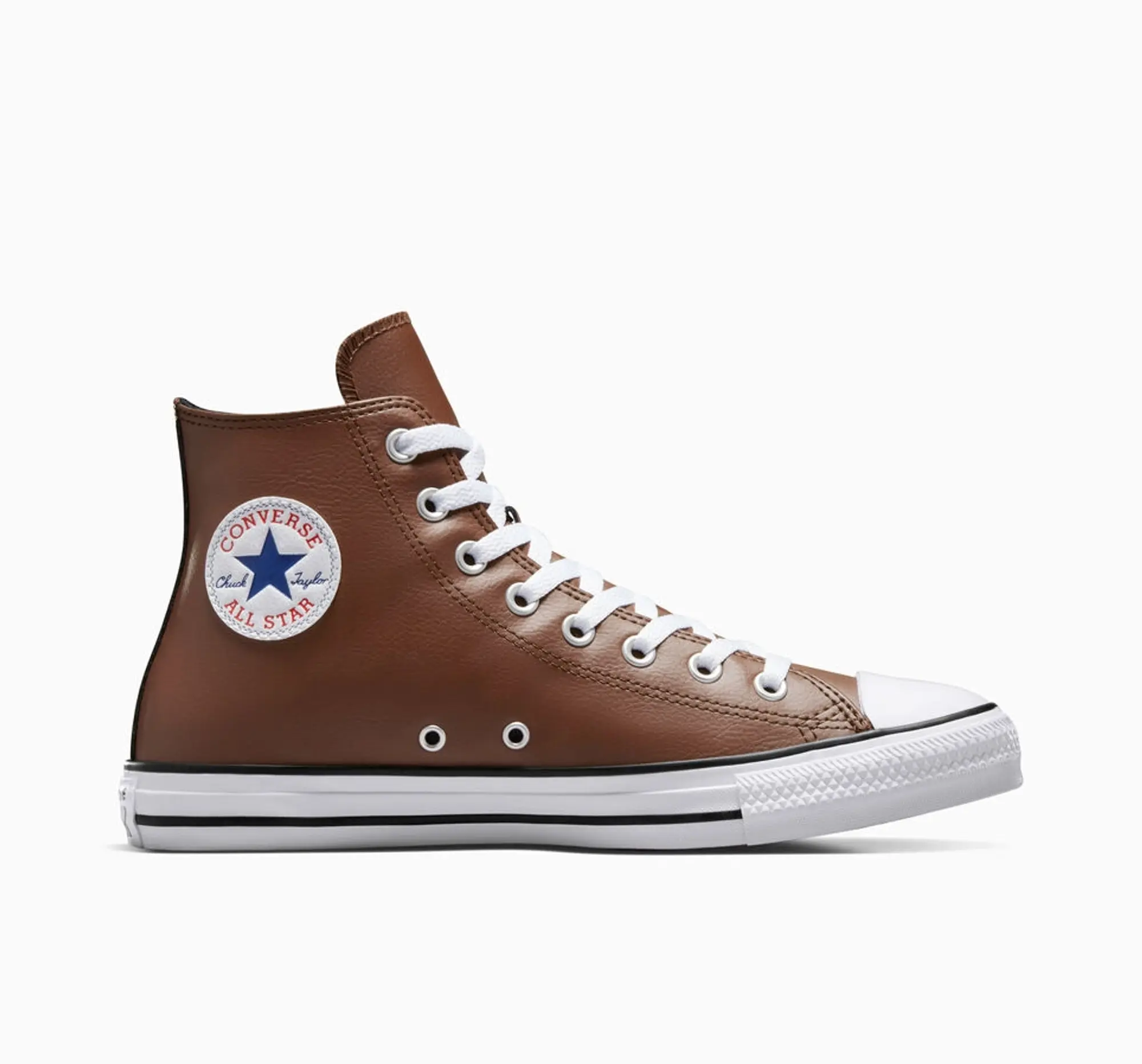 Converse All Star Hi Faux Leather Trainers In Brown