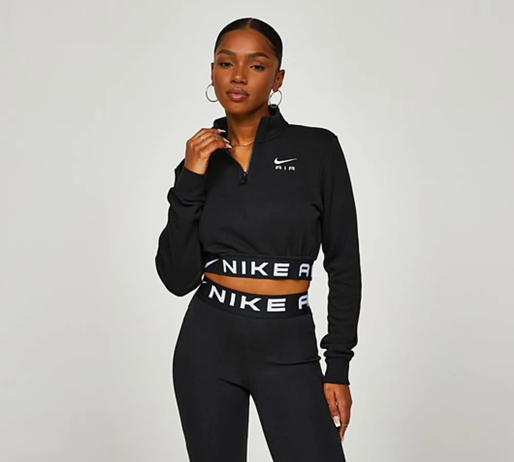 Nike Air Crop 1/4 Zip Top - Black - Womens