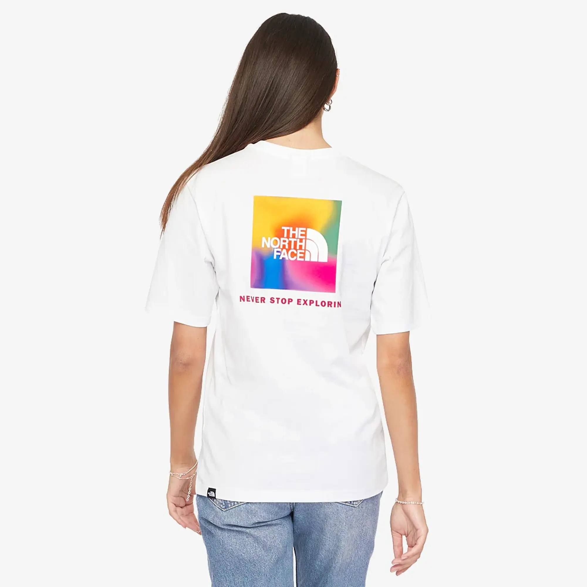 The North Face Relaxed Redbox Short Sleeve Tee Tnf White/ Super Sonic Blue Color Gradient Print