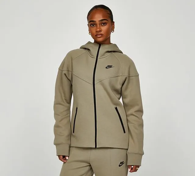 Nike Womens Tech Fleece Windrunner Full Zip Hoodie - Neutral Olive ...