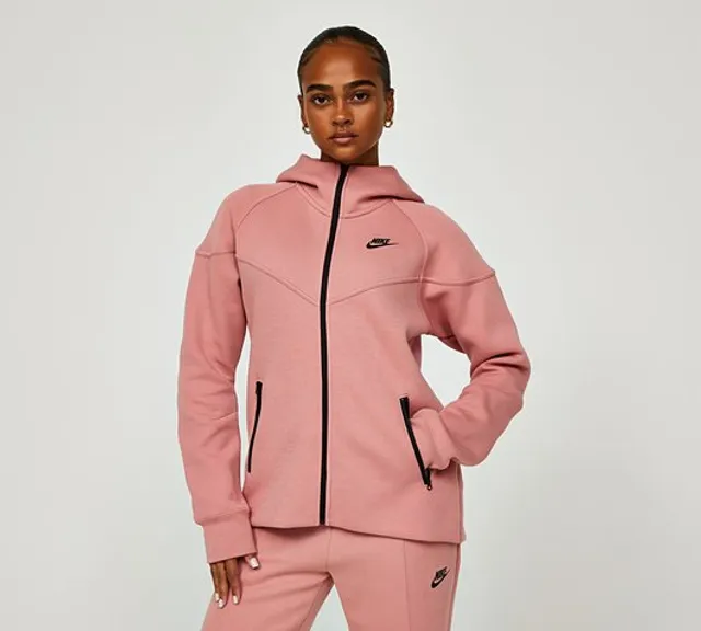 Nike Womens Tech Fleece Windrunner Full Zip Hoodie - Red Stardust ...