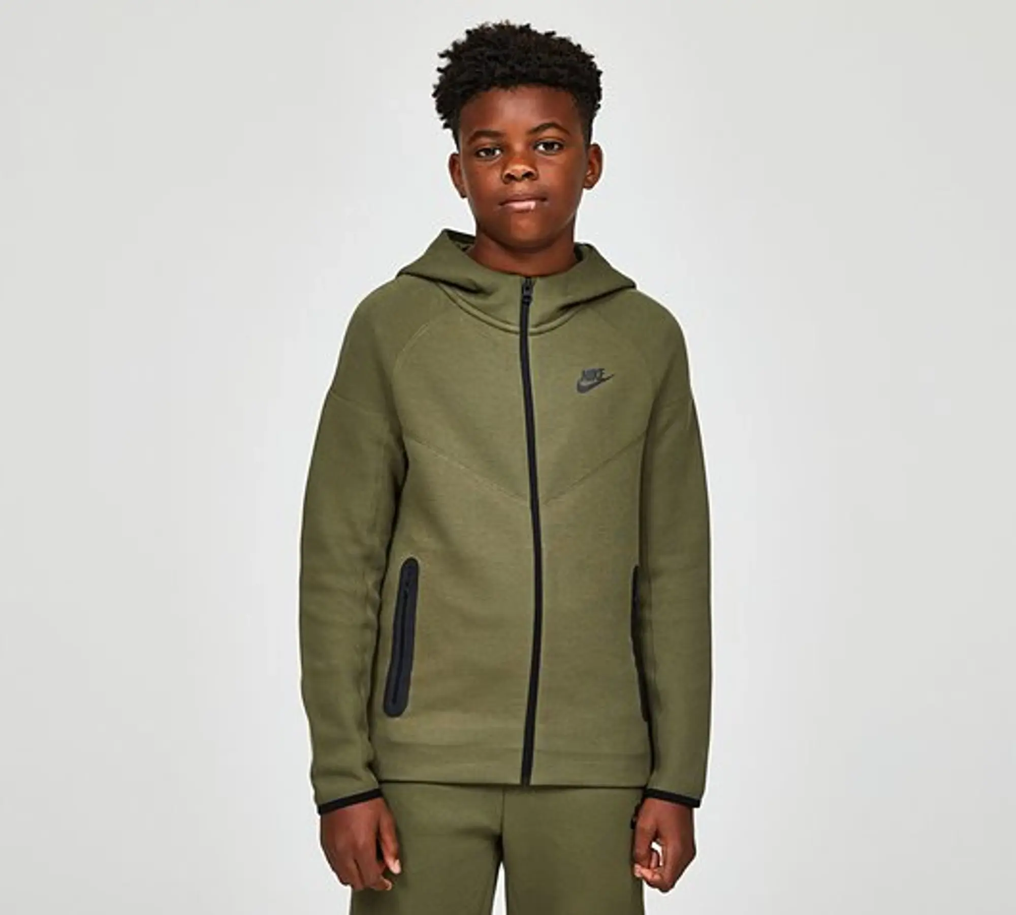 Nike Junior Tech Fleece Full Zip Hoodie - Khaki | FD3285-222 | FOOTY.COM