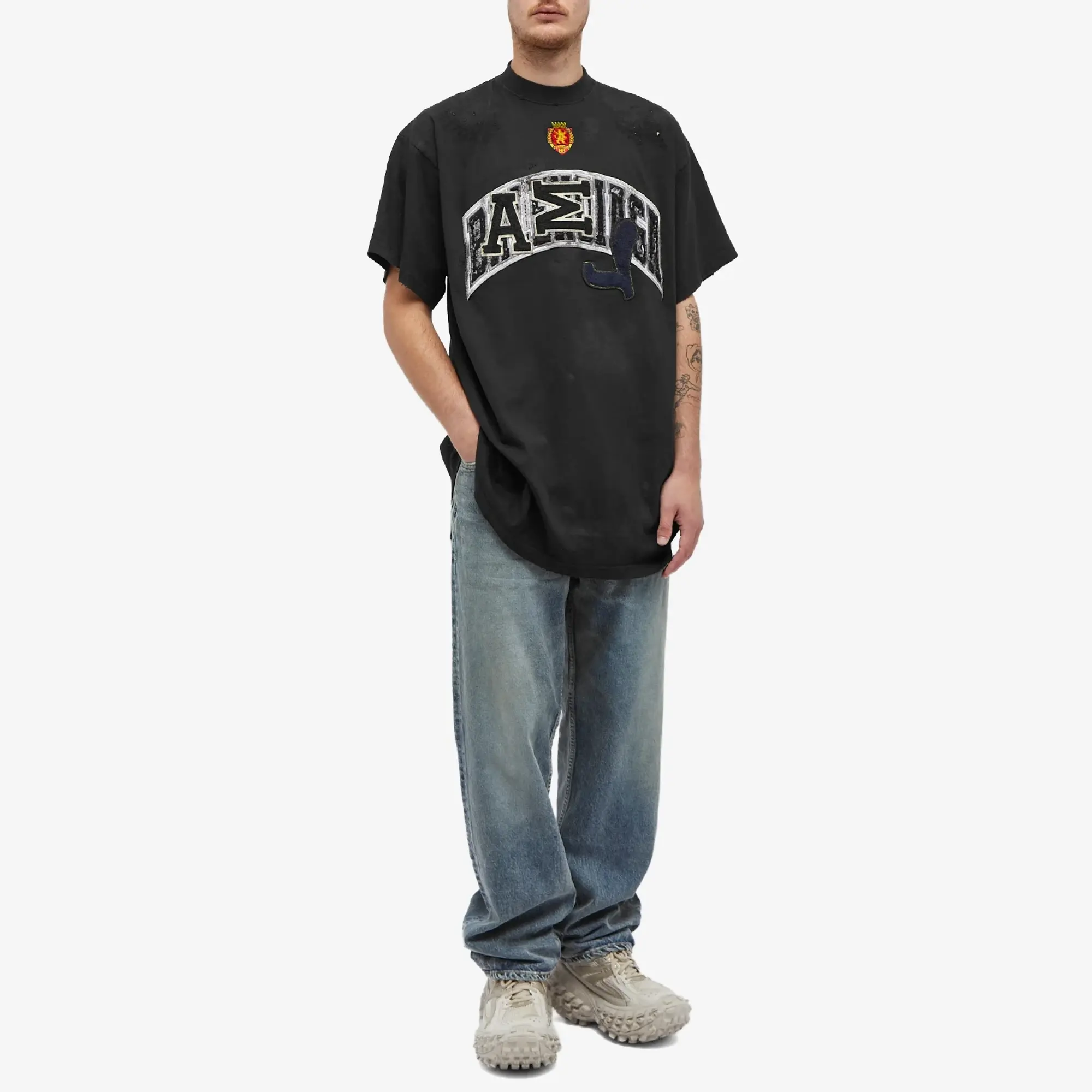 Balenciaga Men's Skater Logo T-Shirt Washed Black | 739028-TOVN2-1055 ...