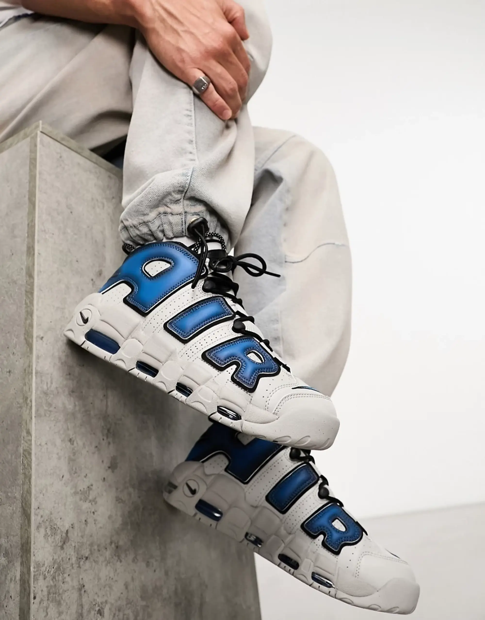Nike Air More Uptempo '96 Trainers In Grey And Blue
