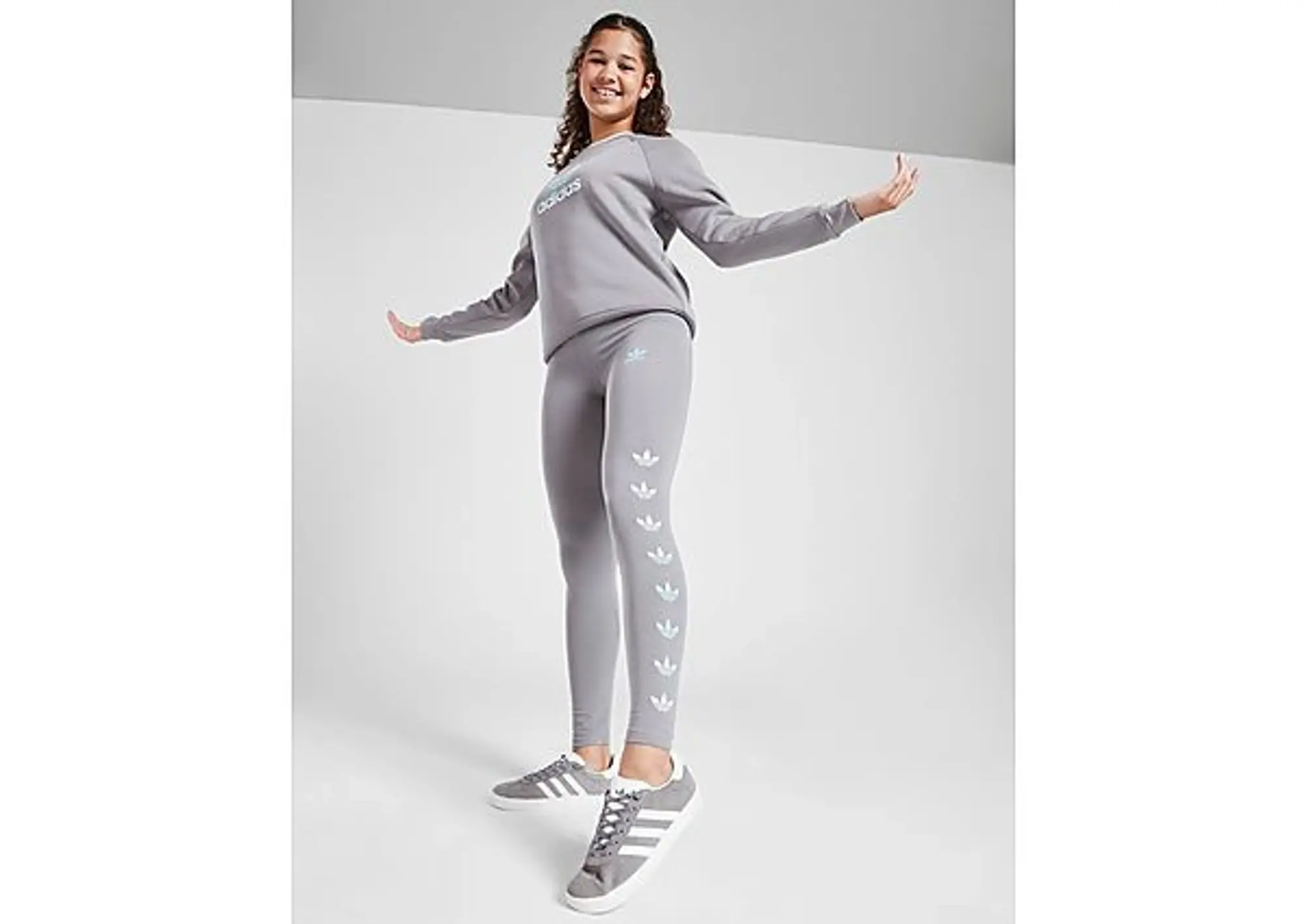 adidas Originals Girls' Repeat Fade Trefoil Leggings Junior - Grey