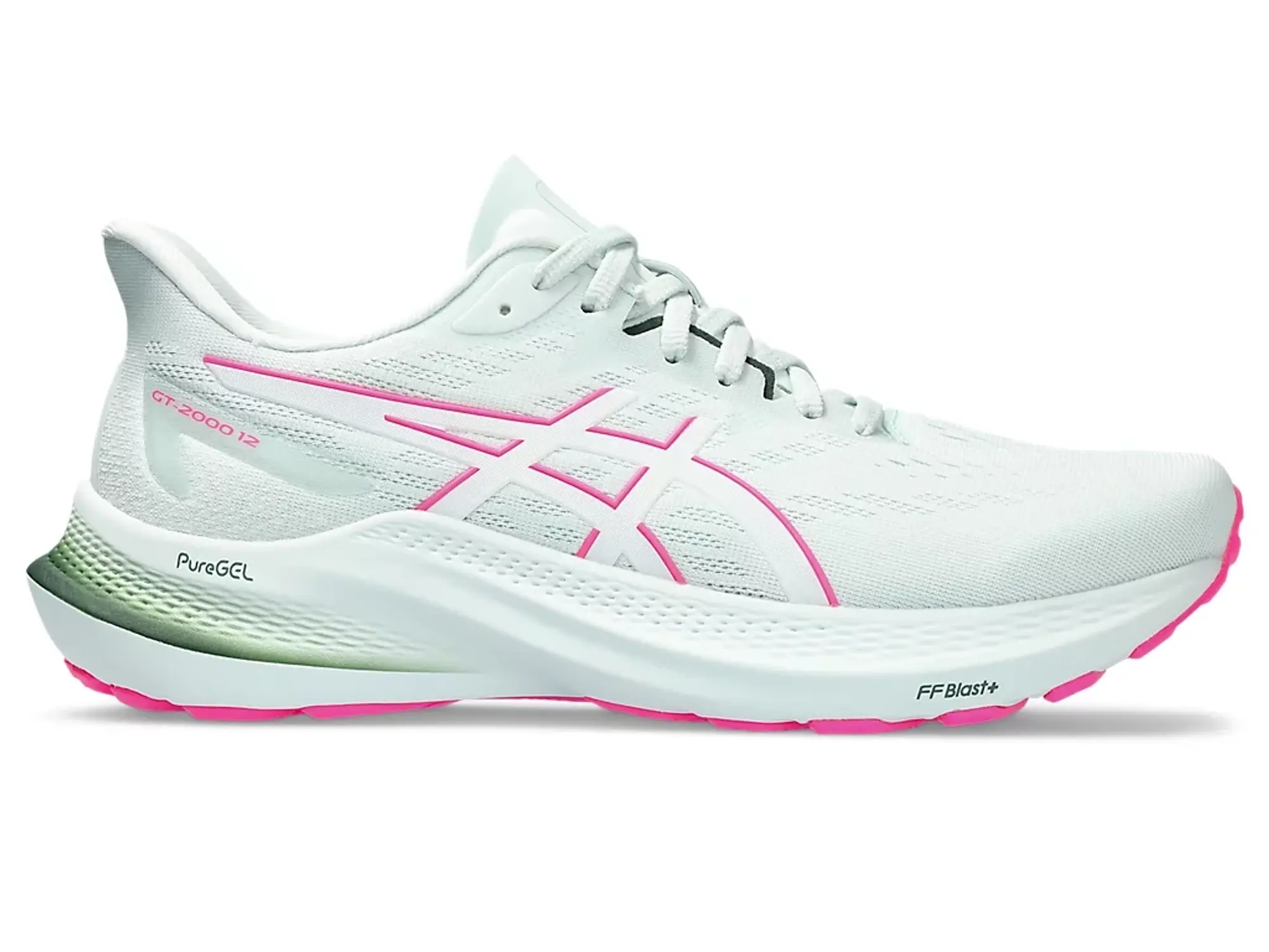 Asics Gt-2000 12 Running Stability Trainers In Pure Aqua And Pink-Grey