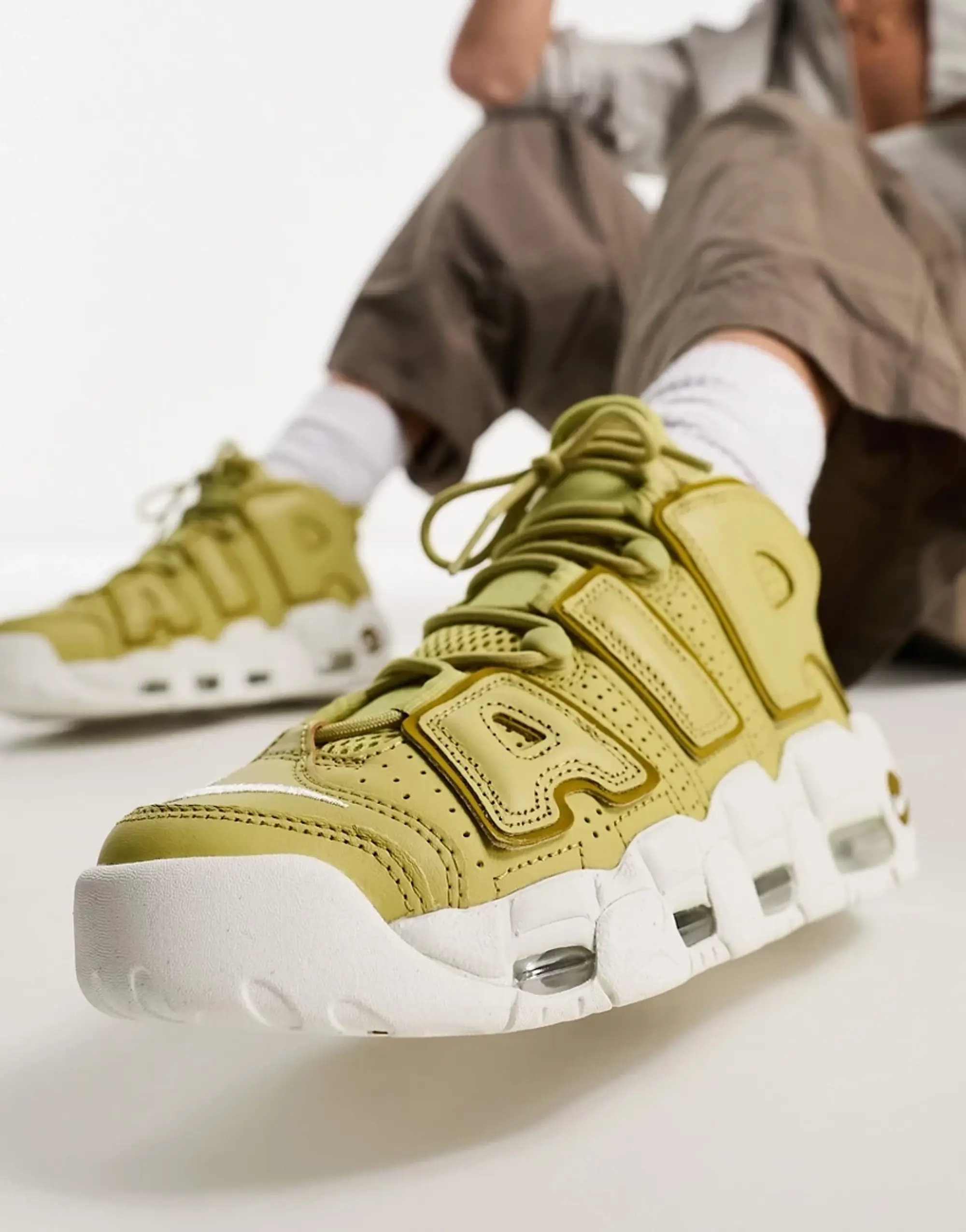Nike Air More Uptempo Trainers In Buff Gold And Bronze