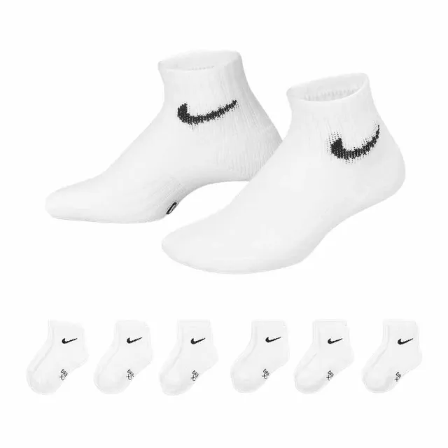Nike Kids Un0018 Quarter Socks 6 Pairs EU 27-35 - | UN0018-001 | FOOTY.COM