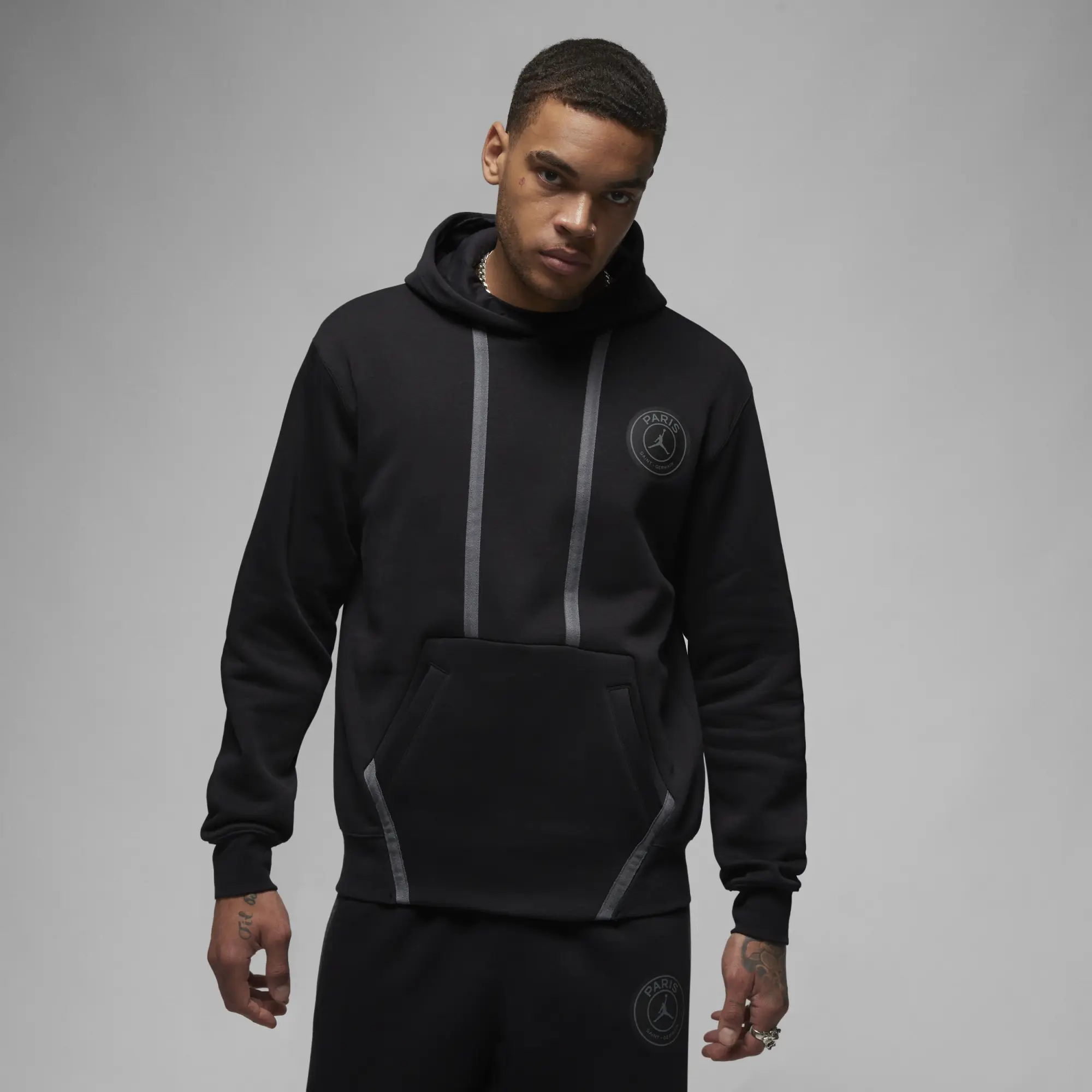 Nike Jordan Paris Saint-Germain Men's Fleece Pullover Hoodie - Black