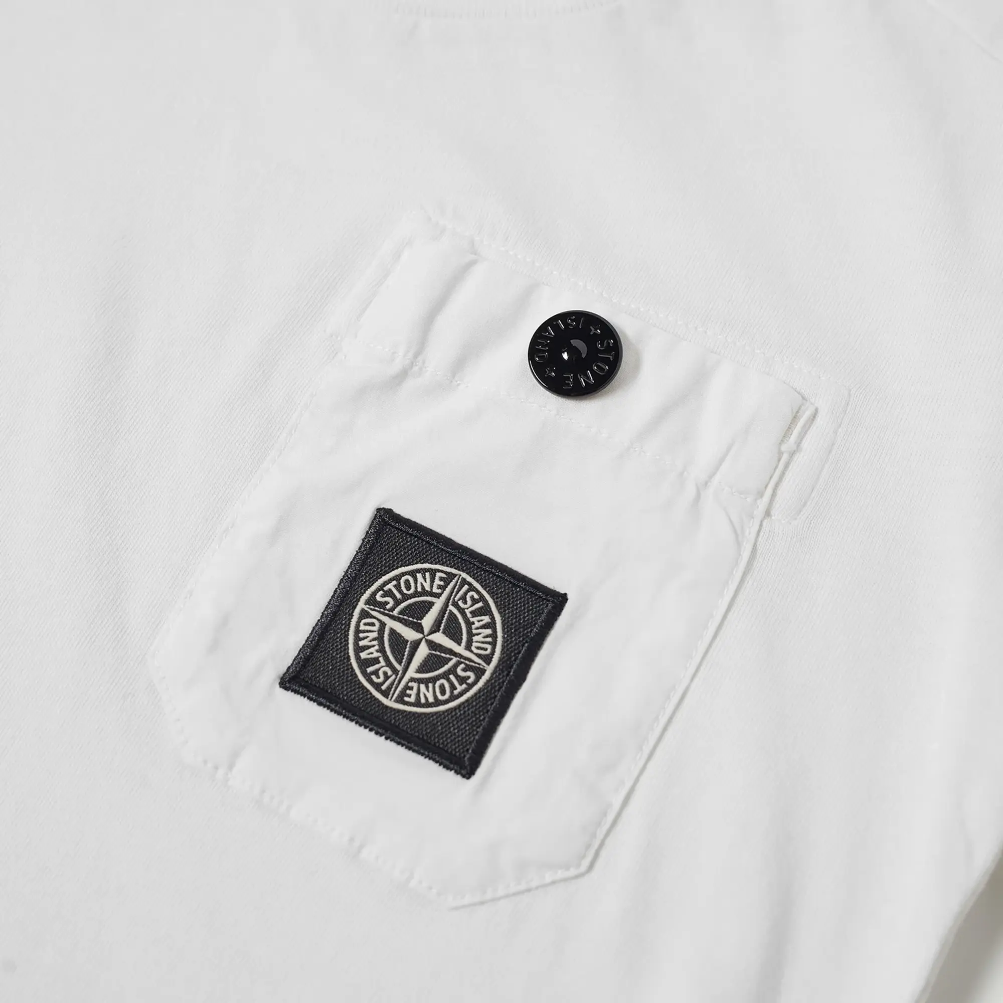 Stone Island Junior Men's Long Sleeve Patch Logo Pocket T Shirt Ivory