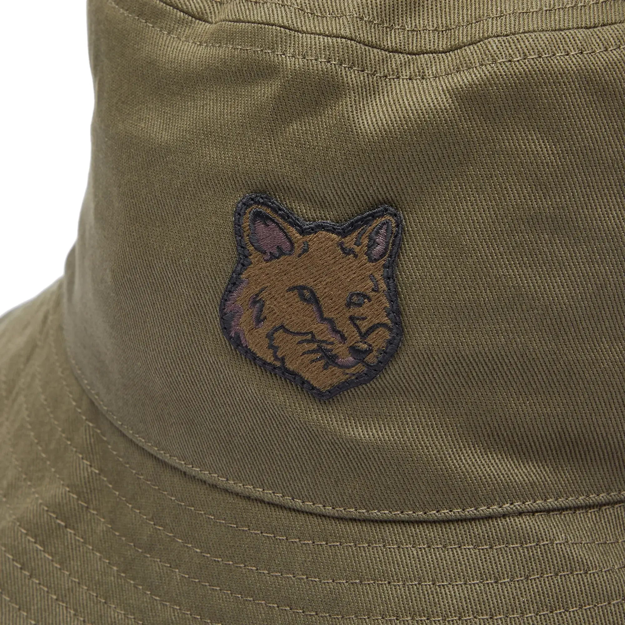 Maison Kitsuné Maison Kitsune Fox Head Patch Bucket Hat Khaki