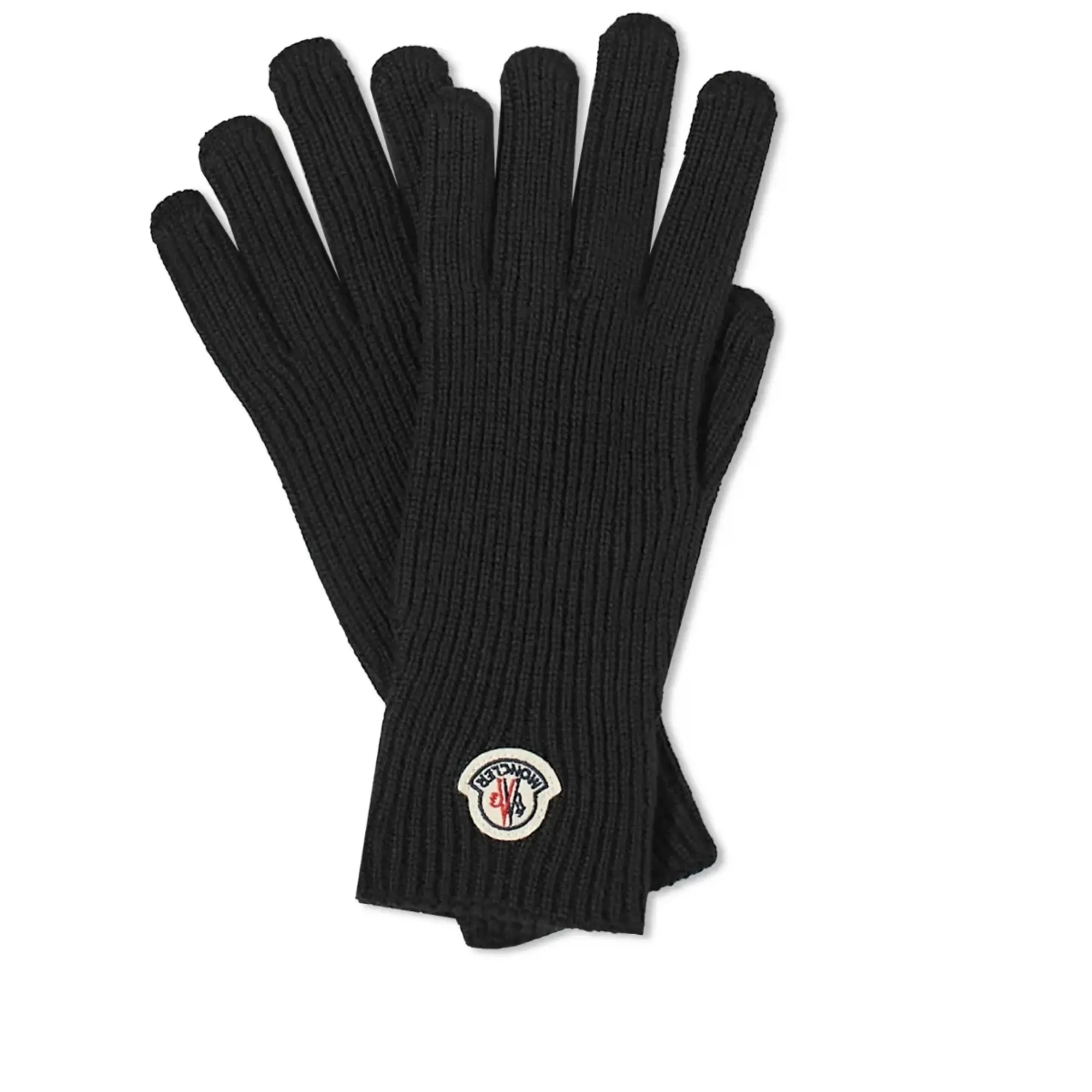 Moncler Men's Wool Logo Gloves Black