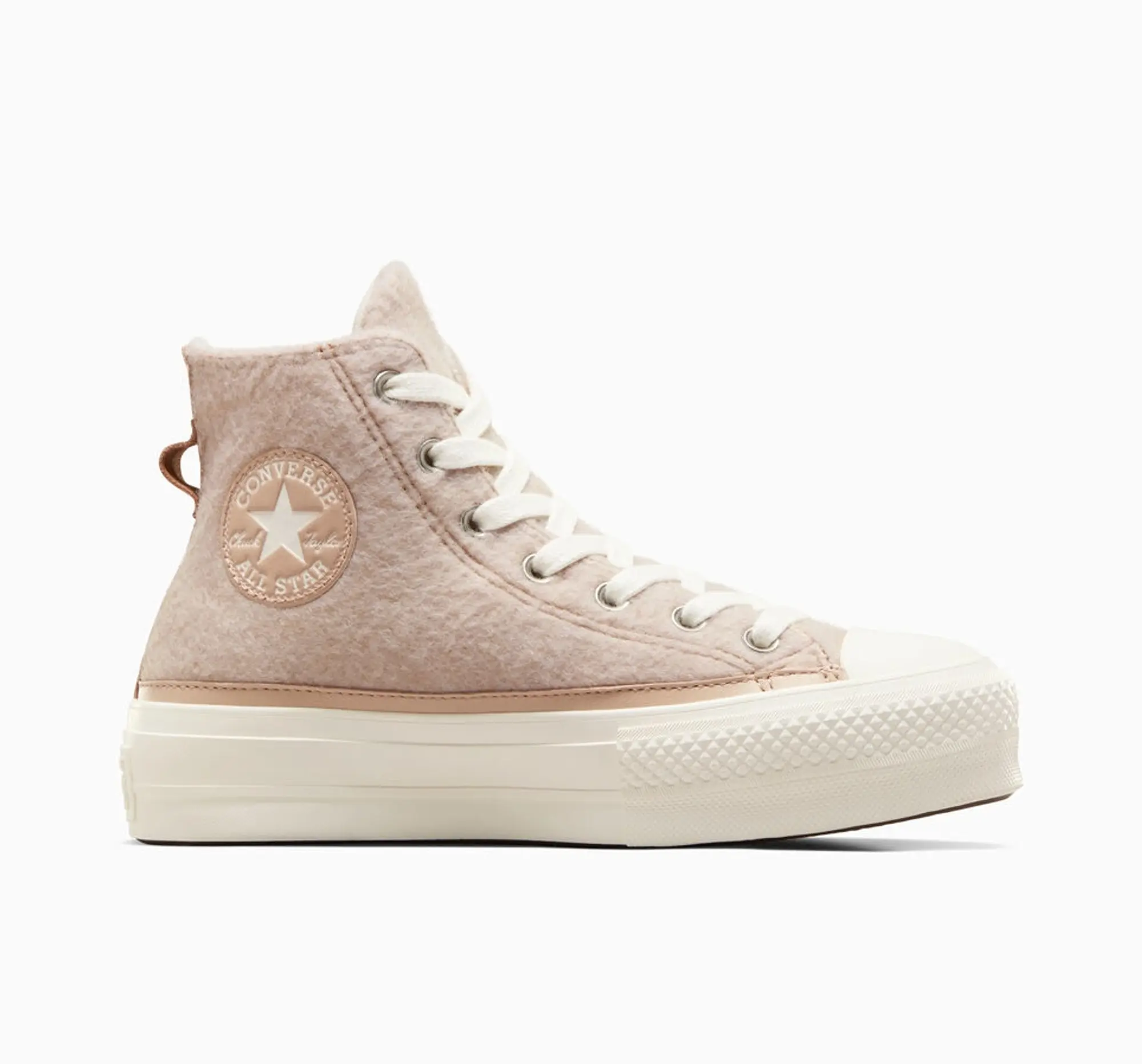 Converse all star hi winter warmers trainers in white & beige
