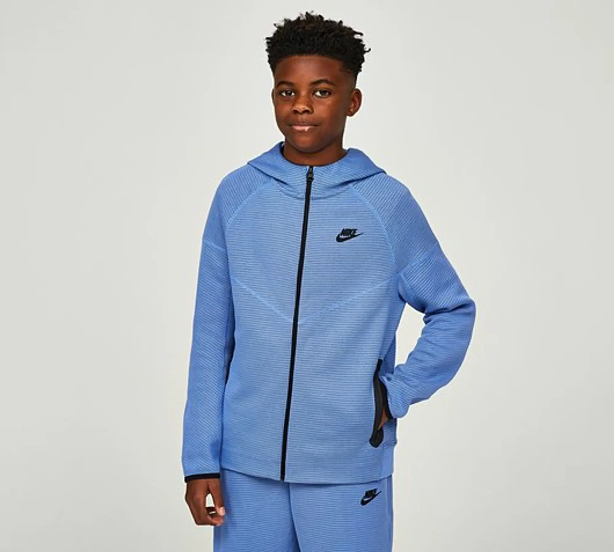 Nike Junior Winterized Tech Fleece Full Zip Hoodie - Polar Blue / Midnight Navy / Black