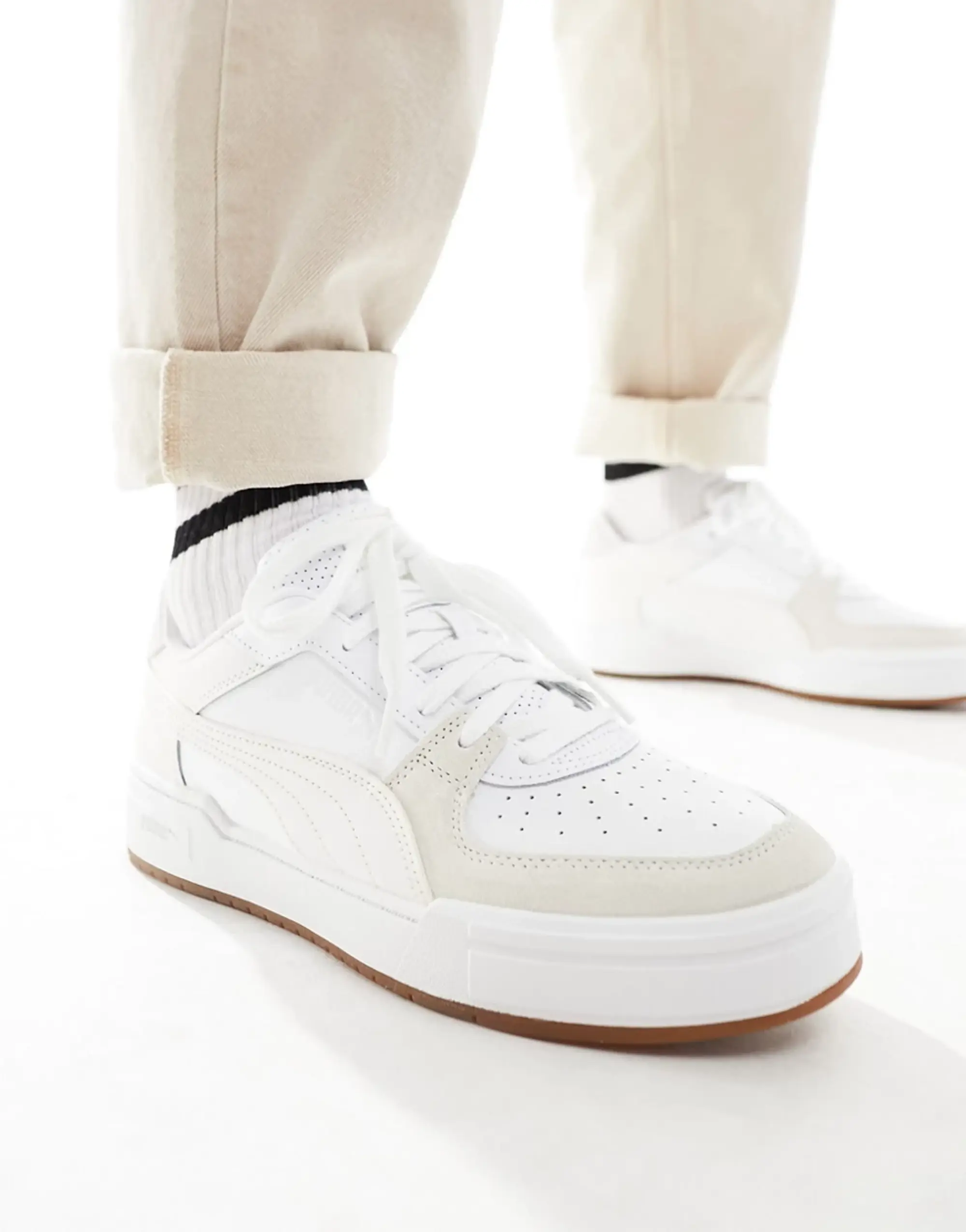 Puma Ca Pro Classic Sneakers In White With Gum Sole