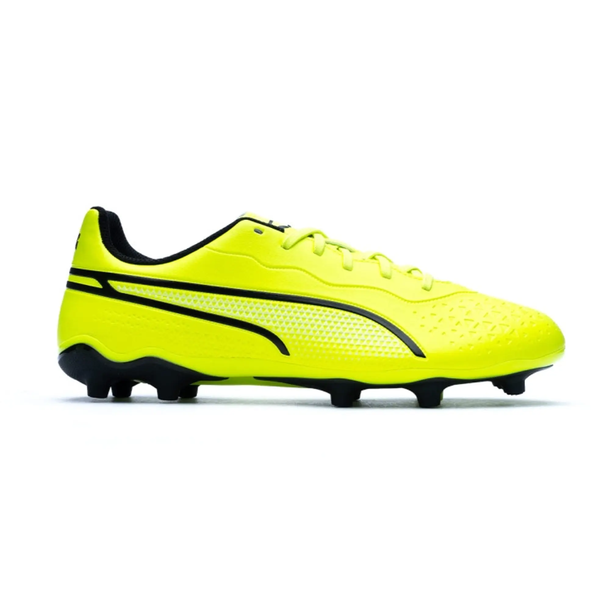 PUMA King Match FG/AG Youth Football Boots, Electric Lime/Black/Poison Pink