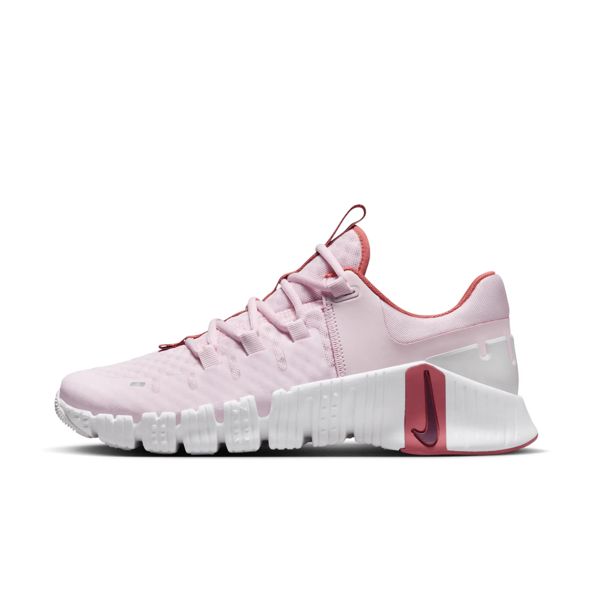 NIKE Free Metcon 5 Shoes - Pink Foam/Adobe/Platinum Tint/Dark Team Red - UK 8