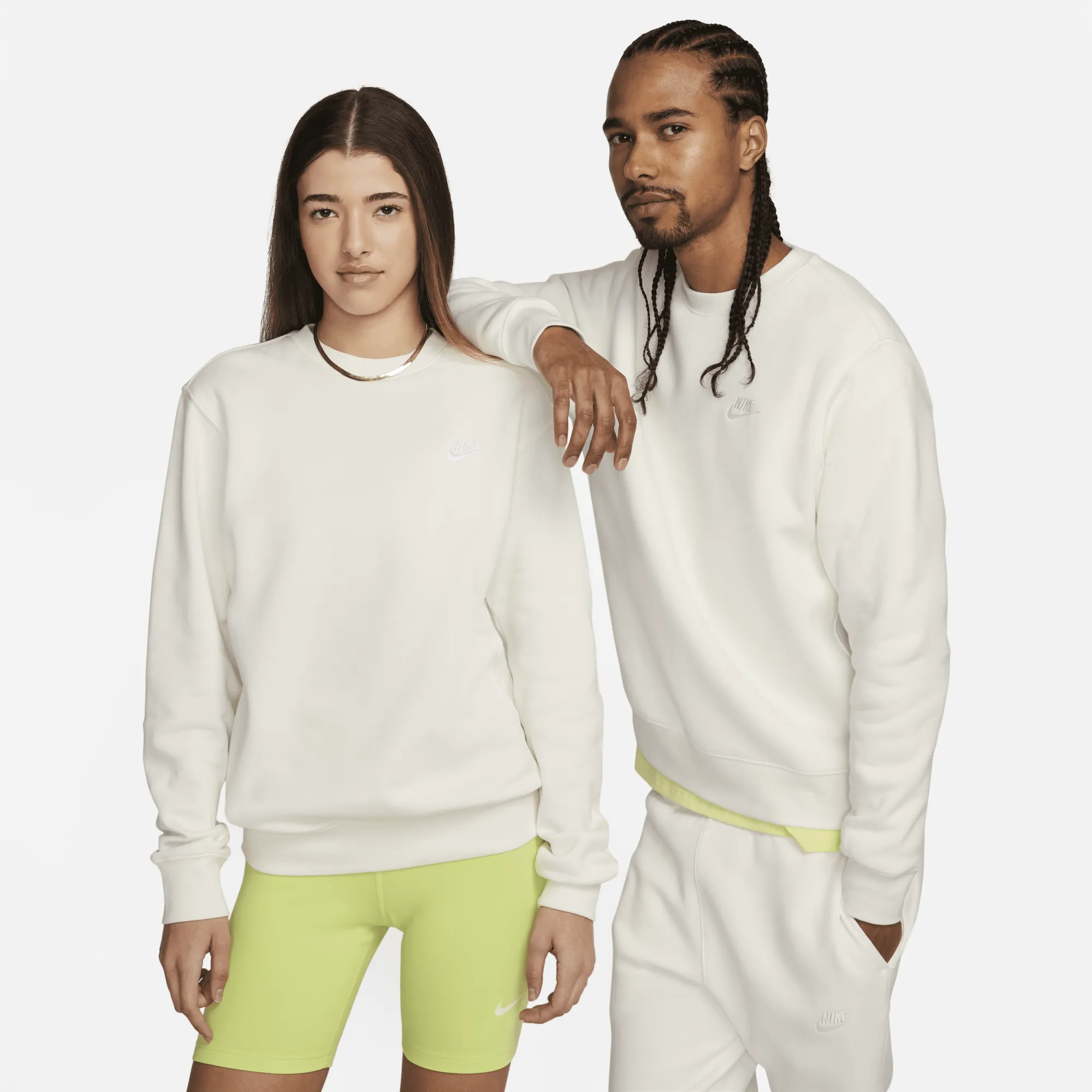 Nike Club Unisex Crew Sweatshirt In Off White