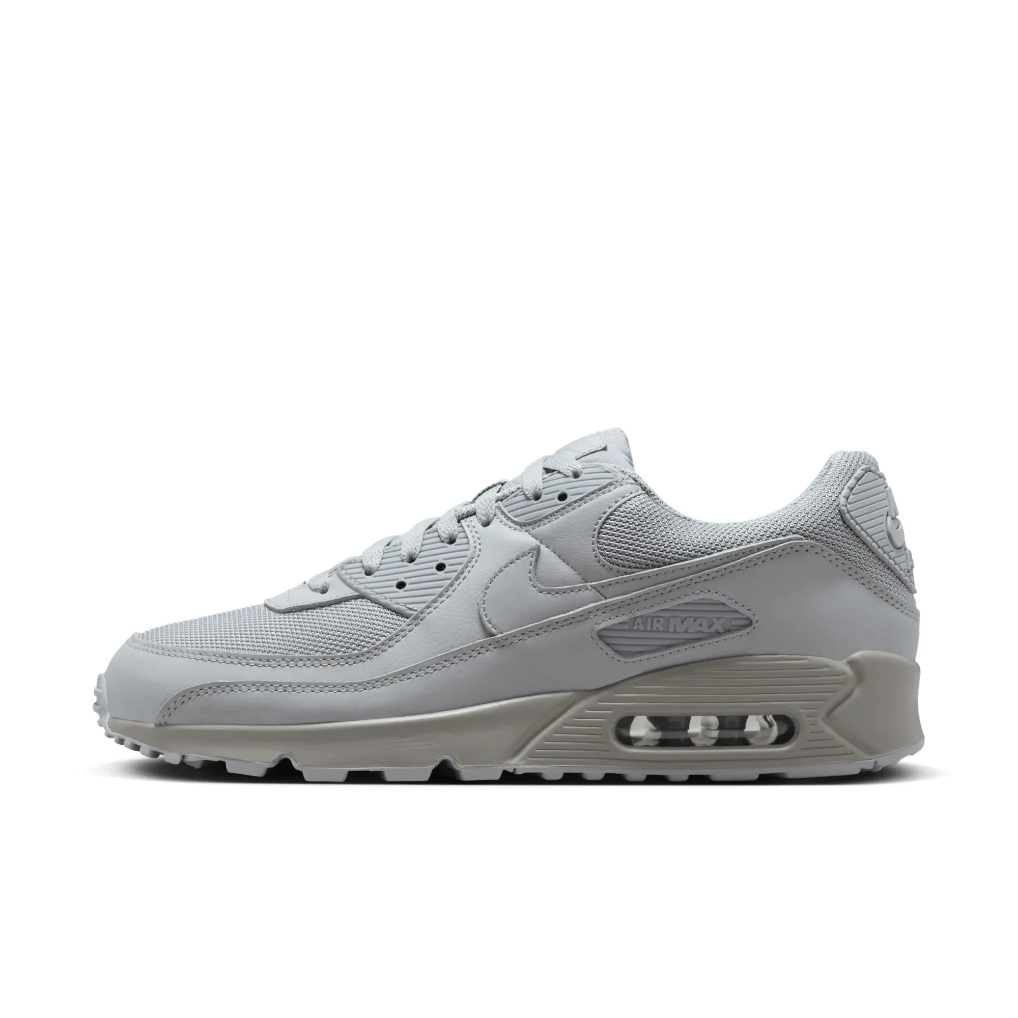 Nike Air Max 90 Trainer - Wolf Grey / Wolf Grey - Size 7 - Grey