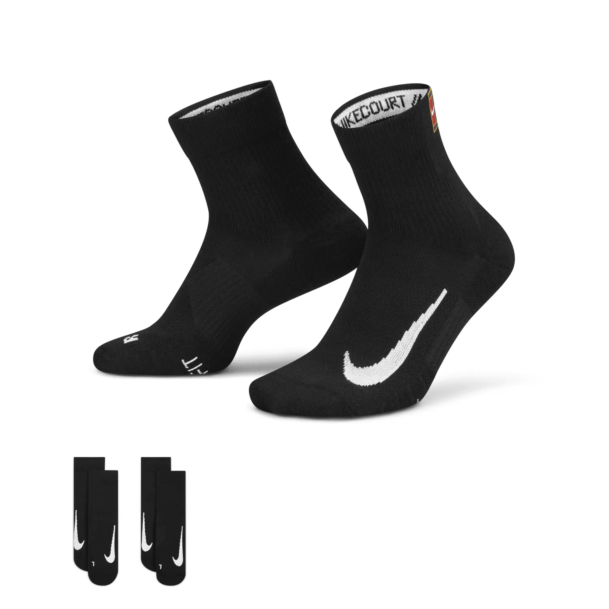 Nike Court Multiplier Max Sports Socks 2 Pack - Black, White