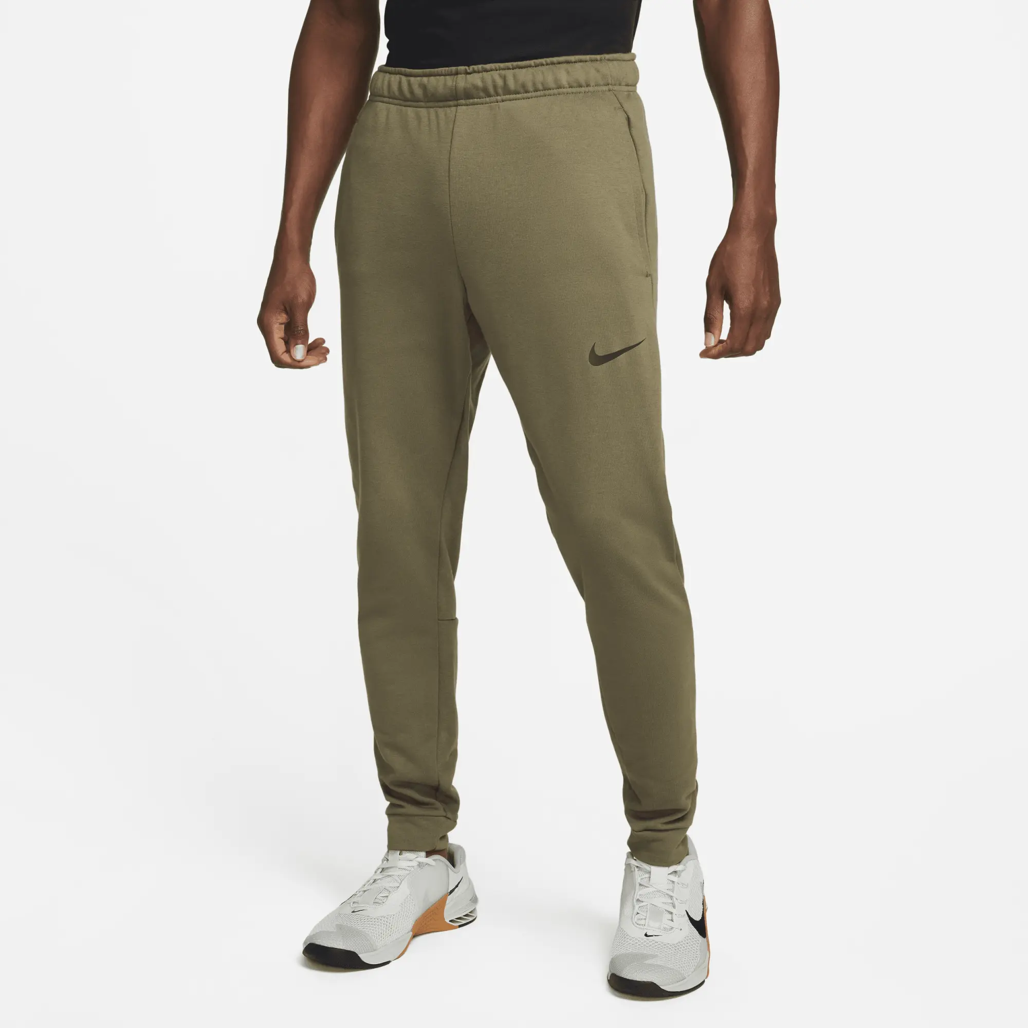 Nike Training Dri Fit Fleece Tapered Jogger In Khaki Green CZ6379 222 FOOTY.COM