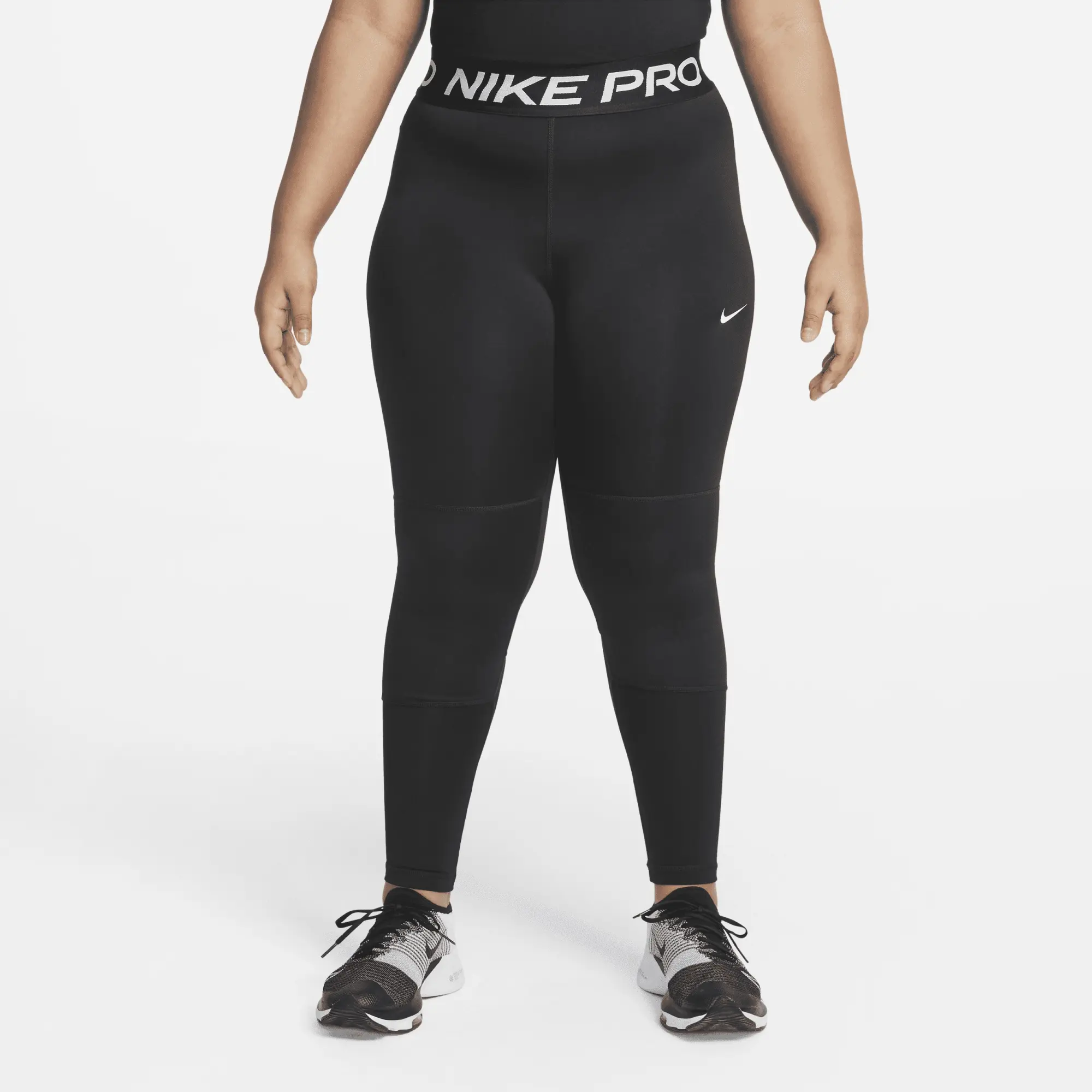Nike Pro Dri-FIT Older Kids' (Girls') Leggings (Extended Size) - Black - Polyester/Elastane