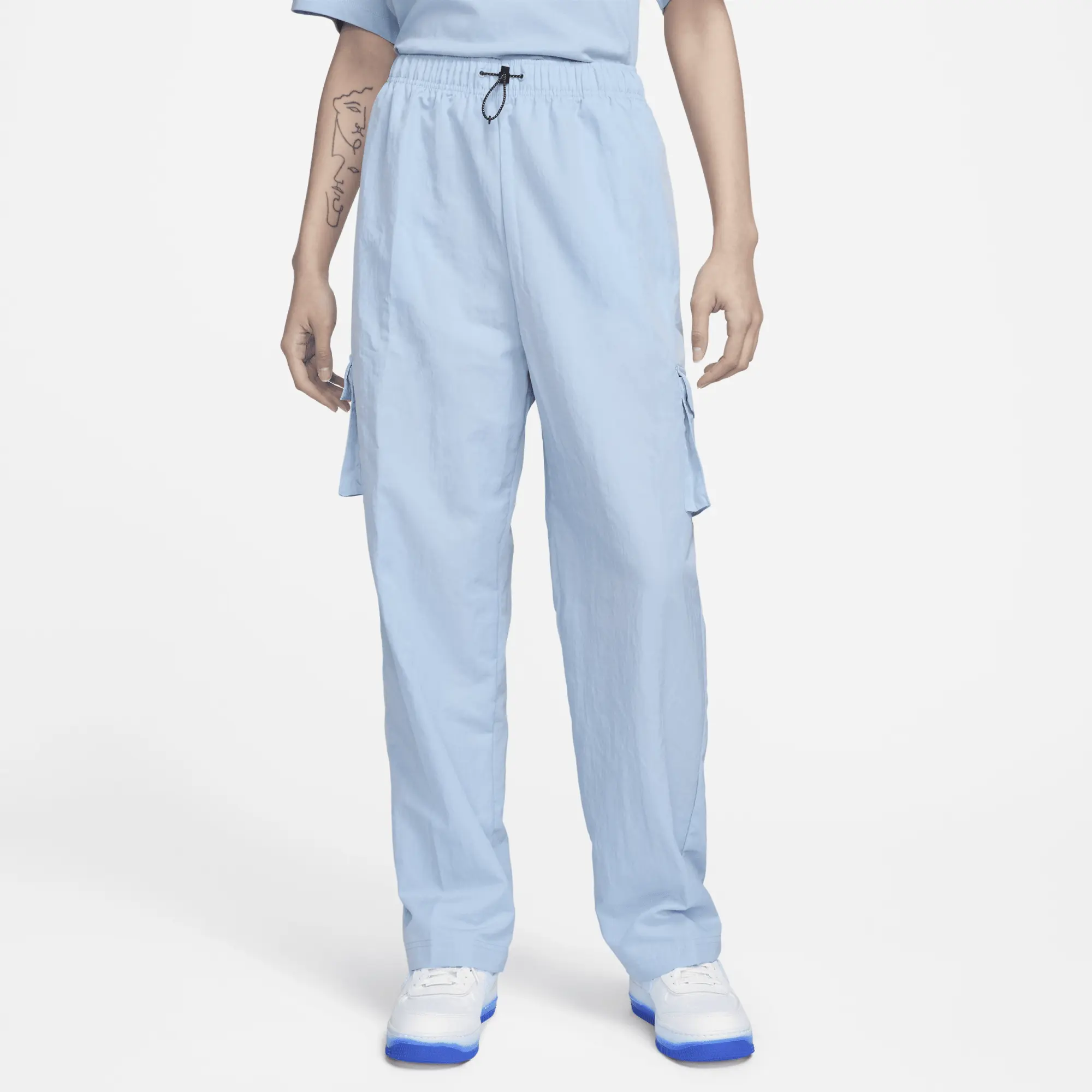 Nike Womens Open Hem Woven Cargo Pant - Blue - Size L - Blue