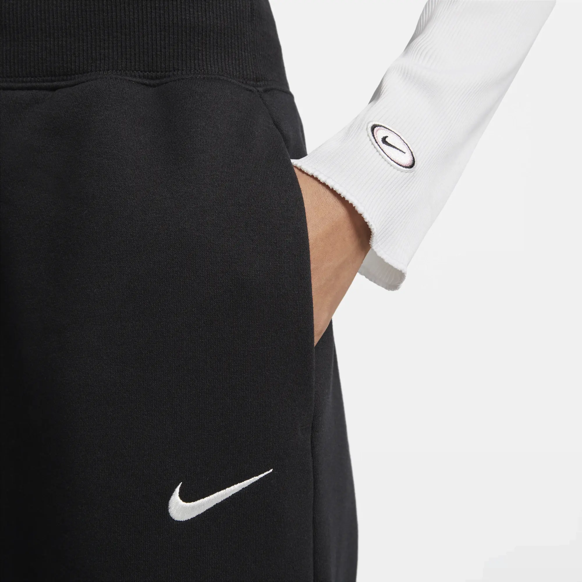 Nike Phoenix Fleece Wide Leg Joggers - Black - Womens