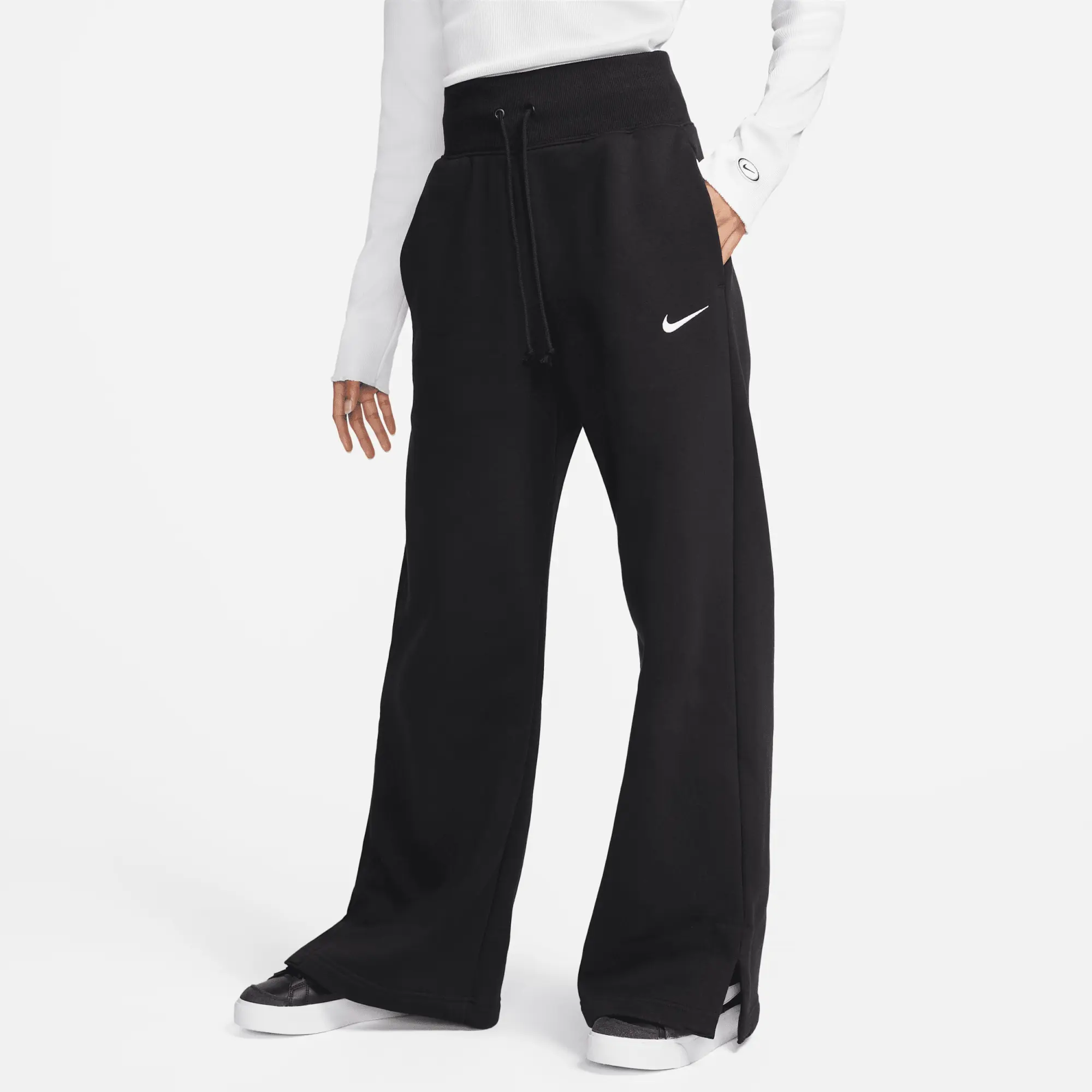 Nike Sportswear Phoenix Fleece Women's High-Waisted Wide-Leg Tracksuit Bottoms - Black - Cotton/Polyester